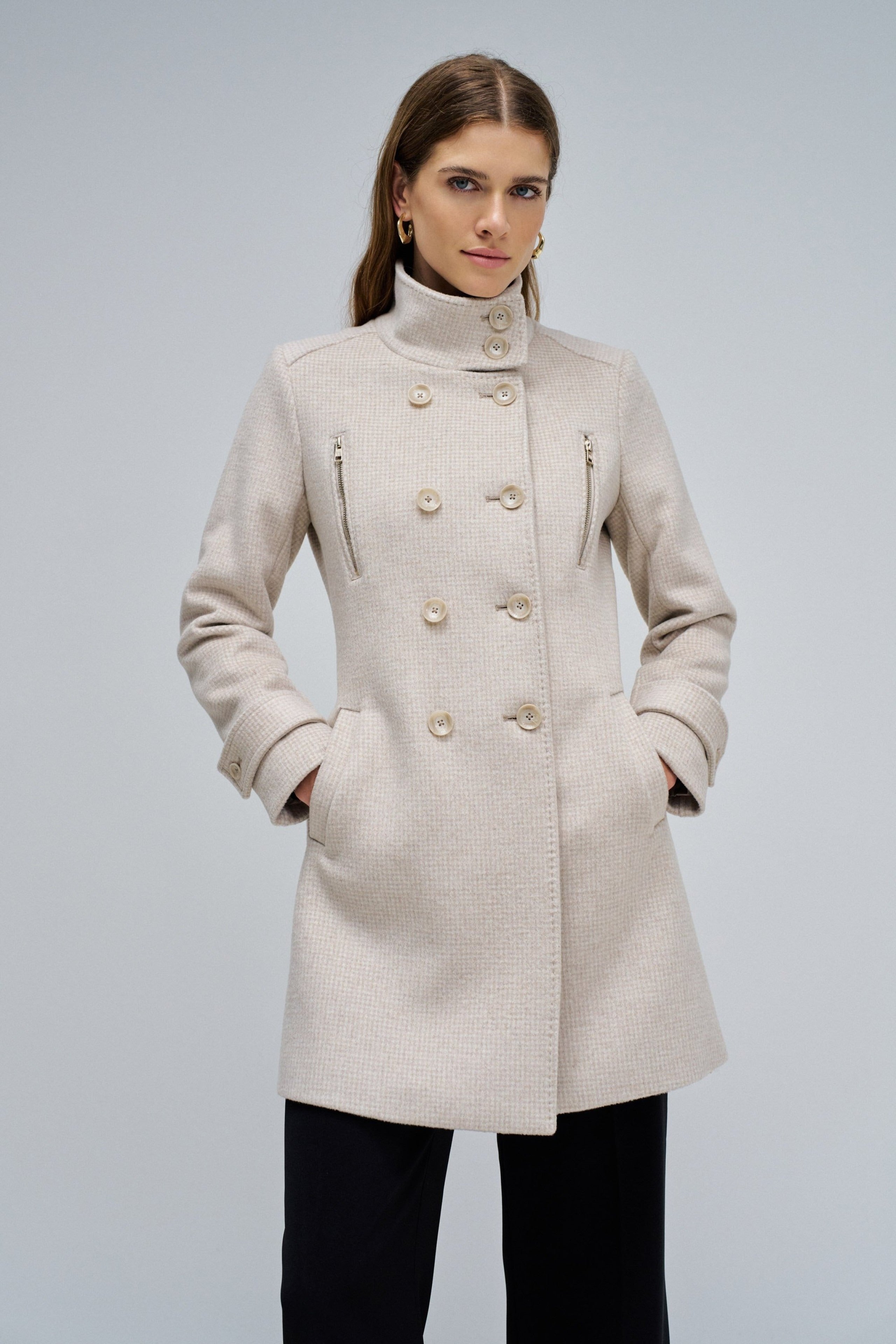 Cappotto lungo in lana Grace in beige chiaro V1 Giacche Salsa Jeans