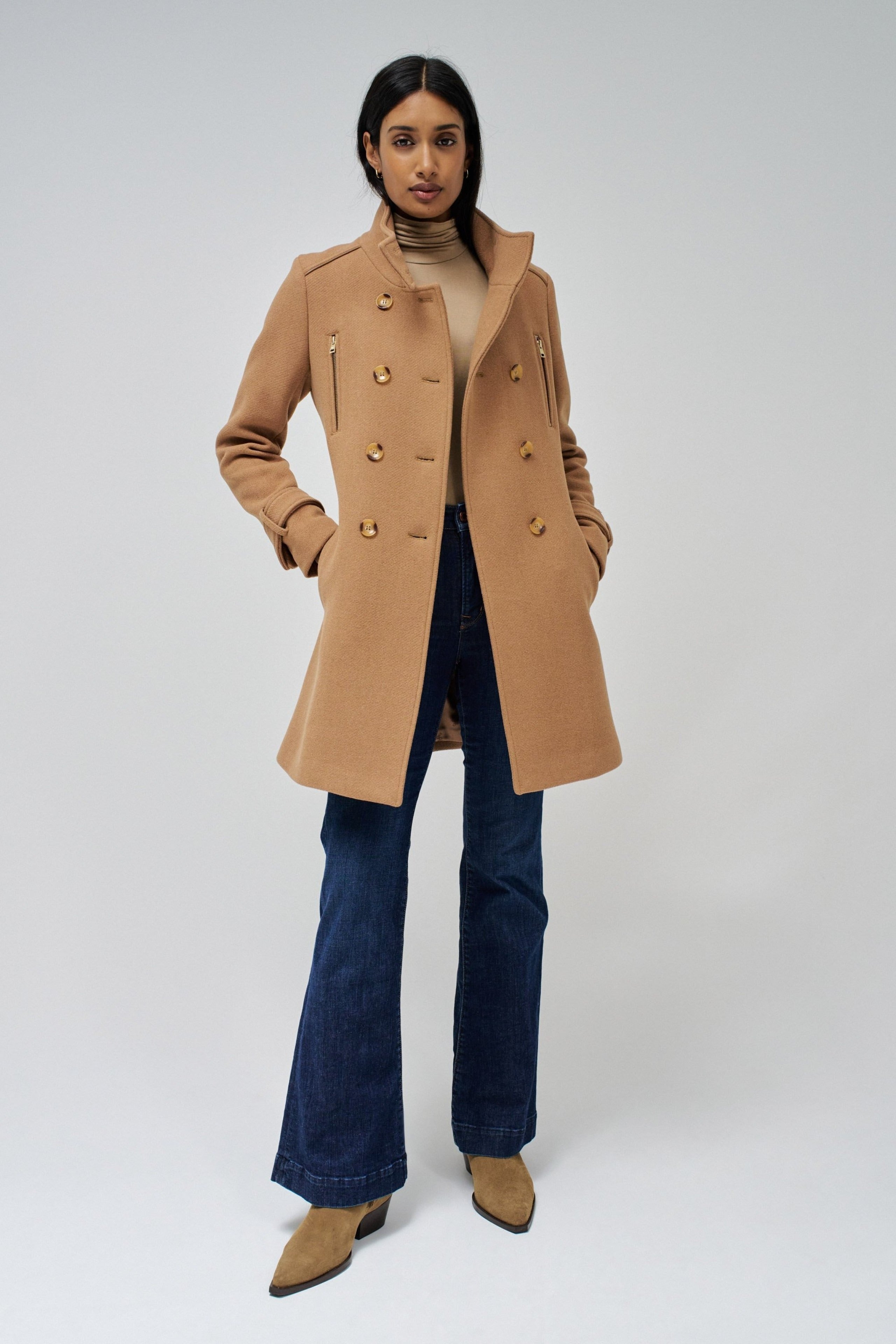Cappotto lungo in lana Grace di colore beige medio Salsa Jeans