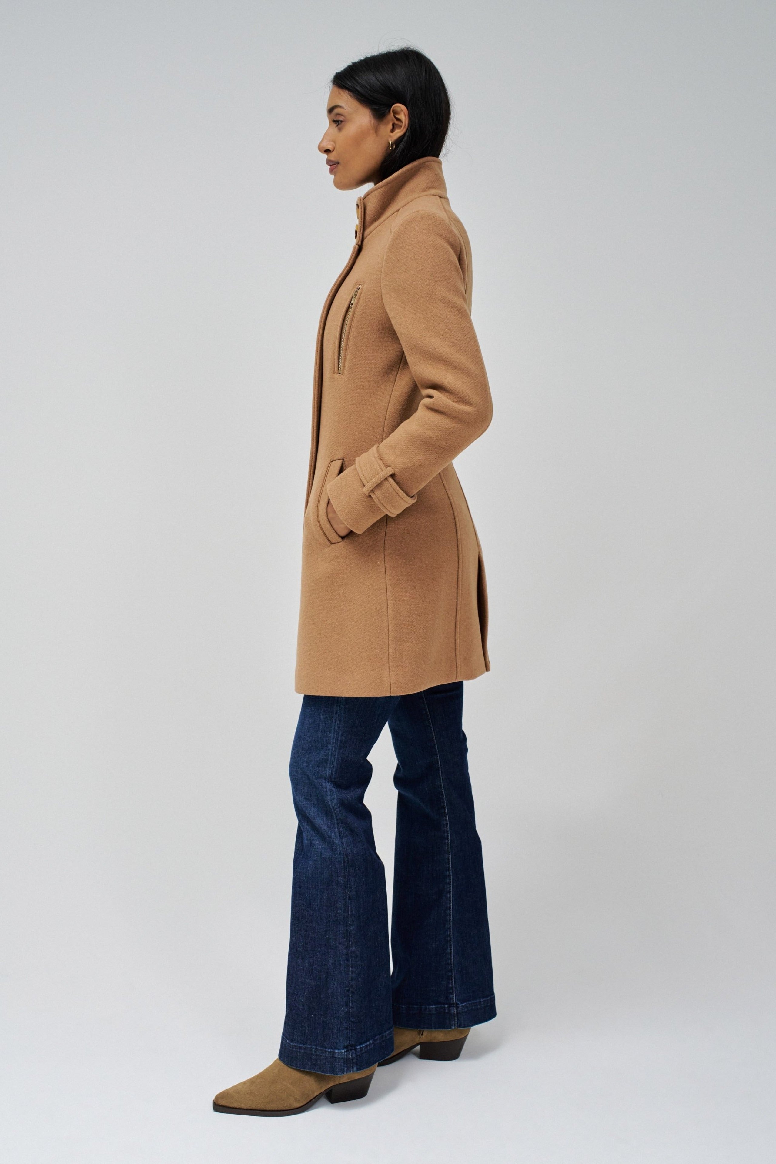 Cappotto lungo in lana Grace di colore beige medio Salsa Jeans