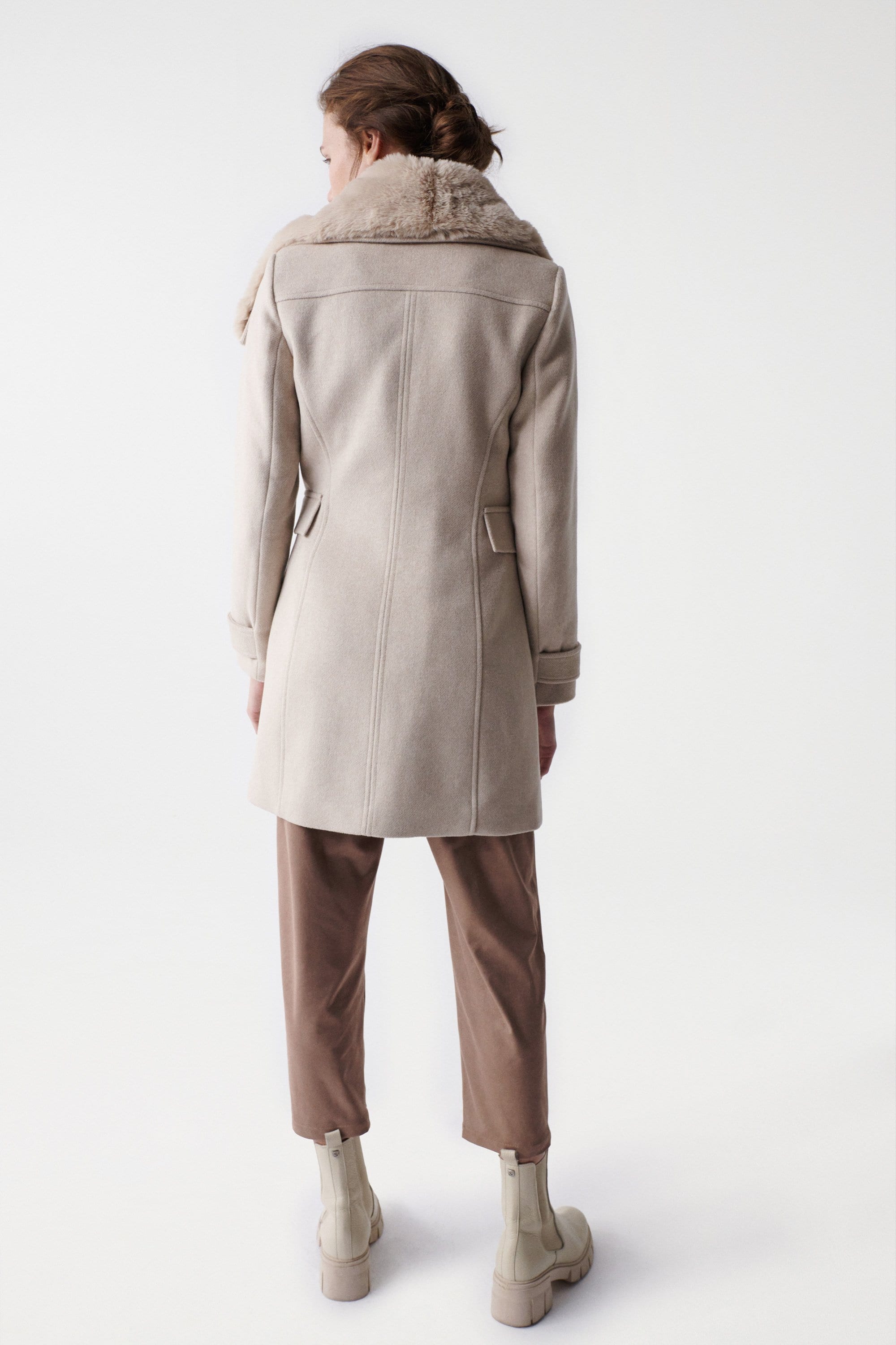 Cappotto in lana di colore beige medio Salsa Jeans   