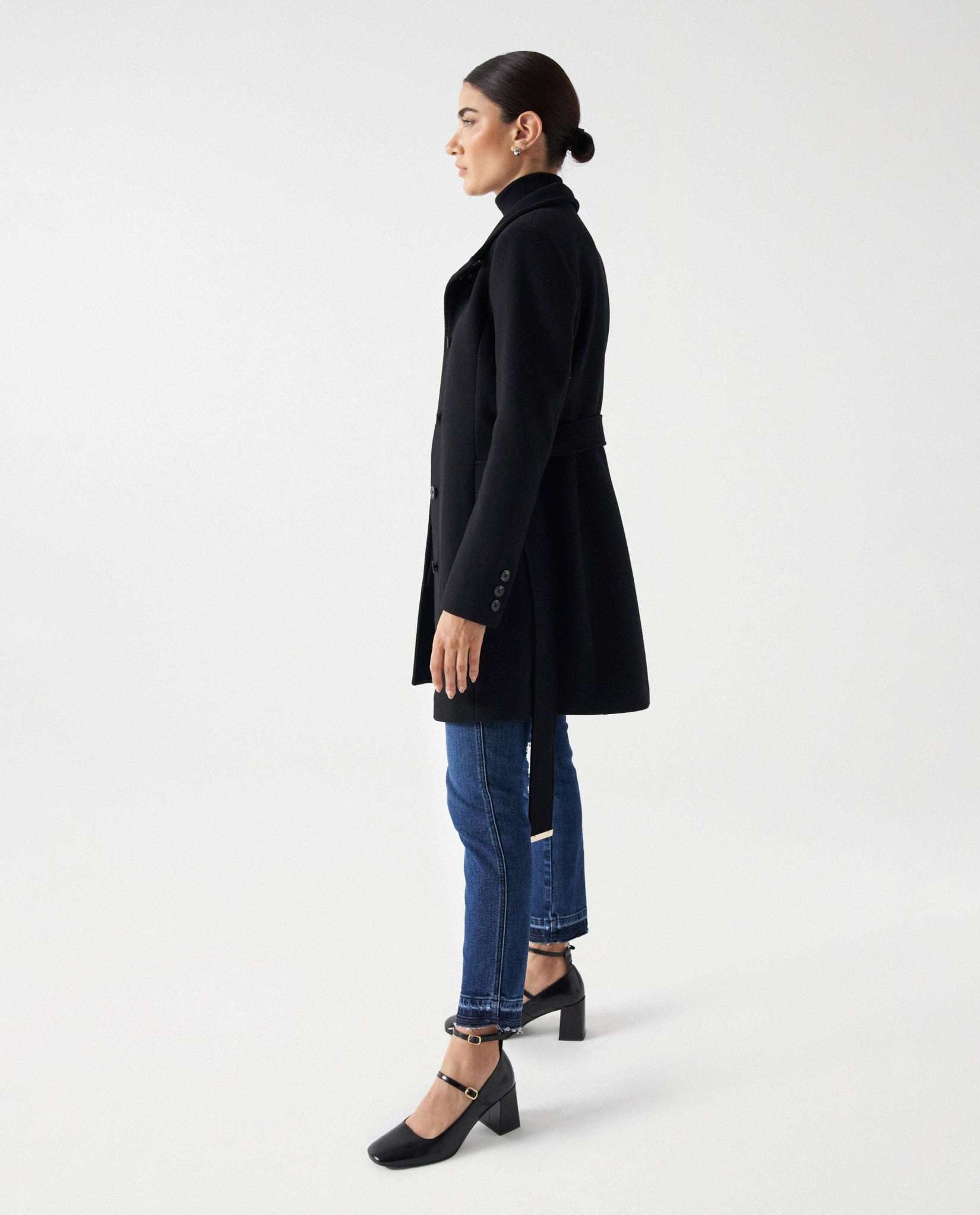 The Reimagined Wool Coat in Black Jacken Salsa Jeans   