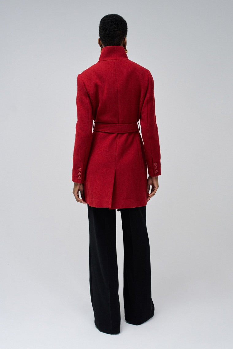 Il cappotto di lana rivisitato in rosso scuro V1 Jackets Salsa Jeans   