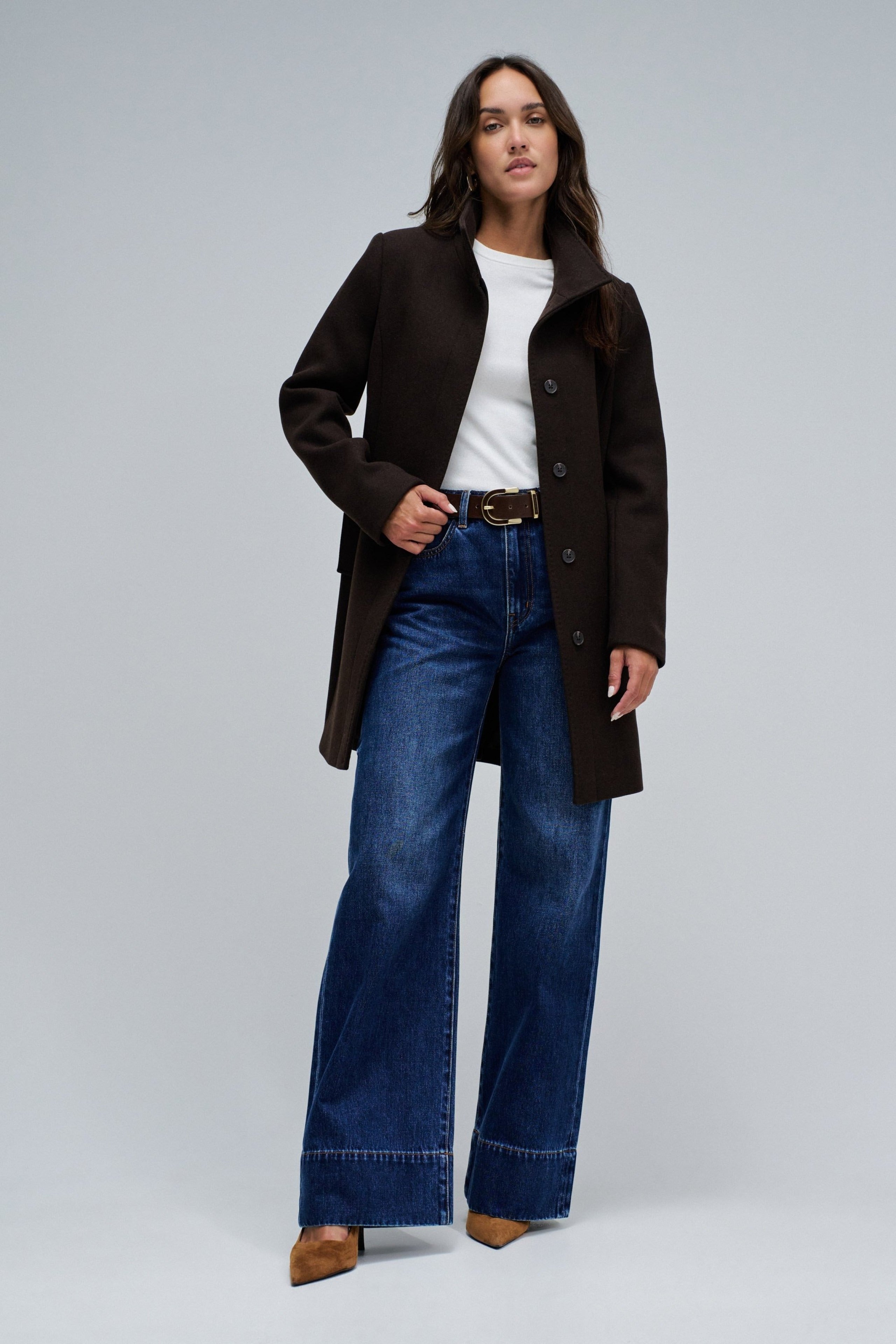 Il cappotto di lana rivisitato in marrone scuro Giacche Salsa Jeans