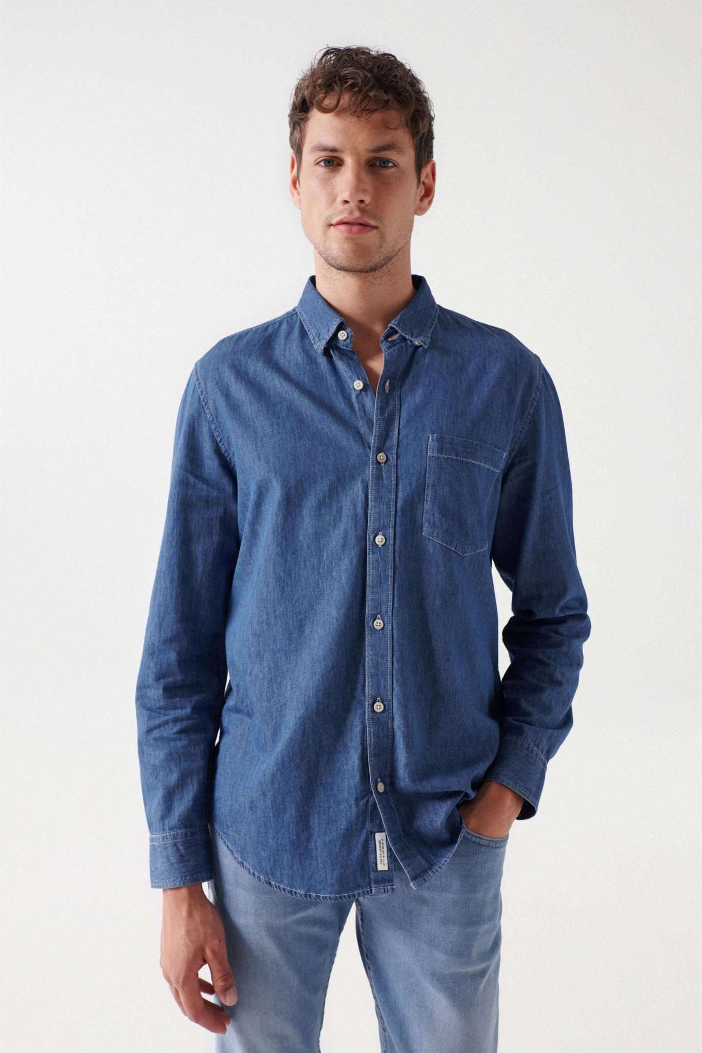 Camicia in denim con lavaggio medio Salsa Jeans   