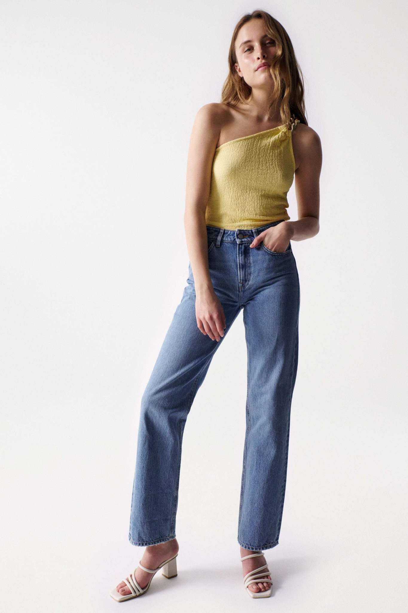 Top dettagliato in Top giallo chiaro Salsa Jeans   