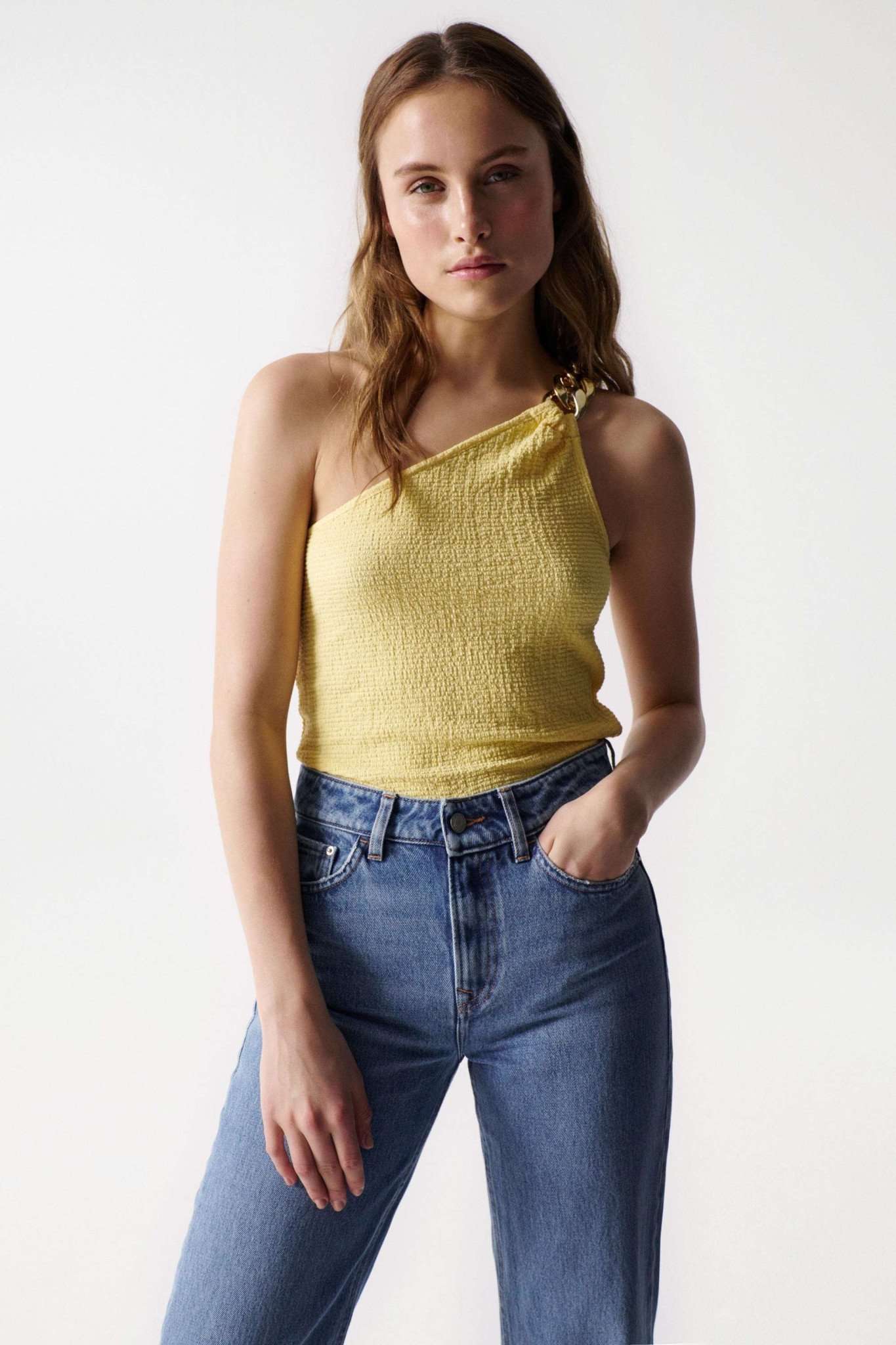 Top dettagliato in Top giallo chiaro Salsa Jeans   