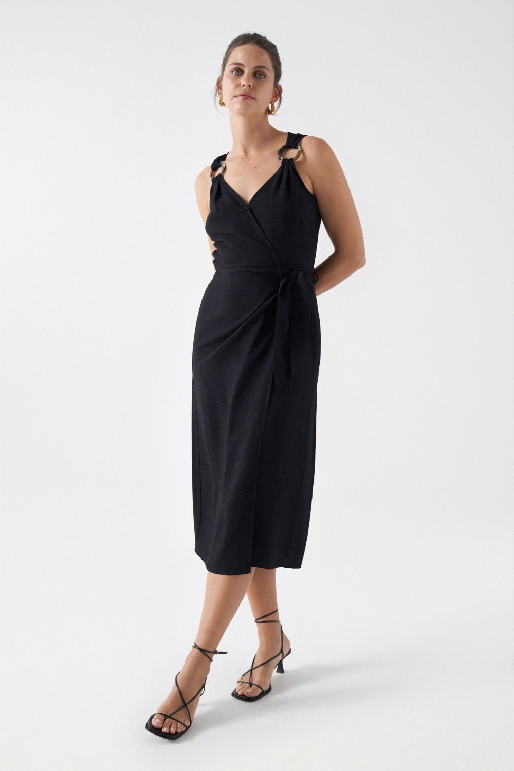 Wrap Midi Dress in Abiti neri Salsa Jeans   