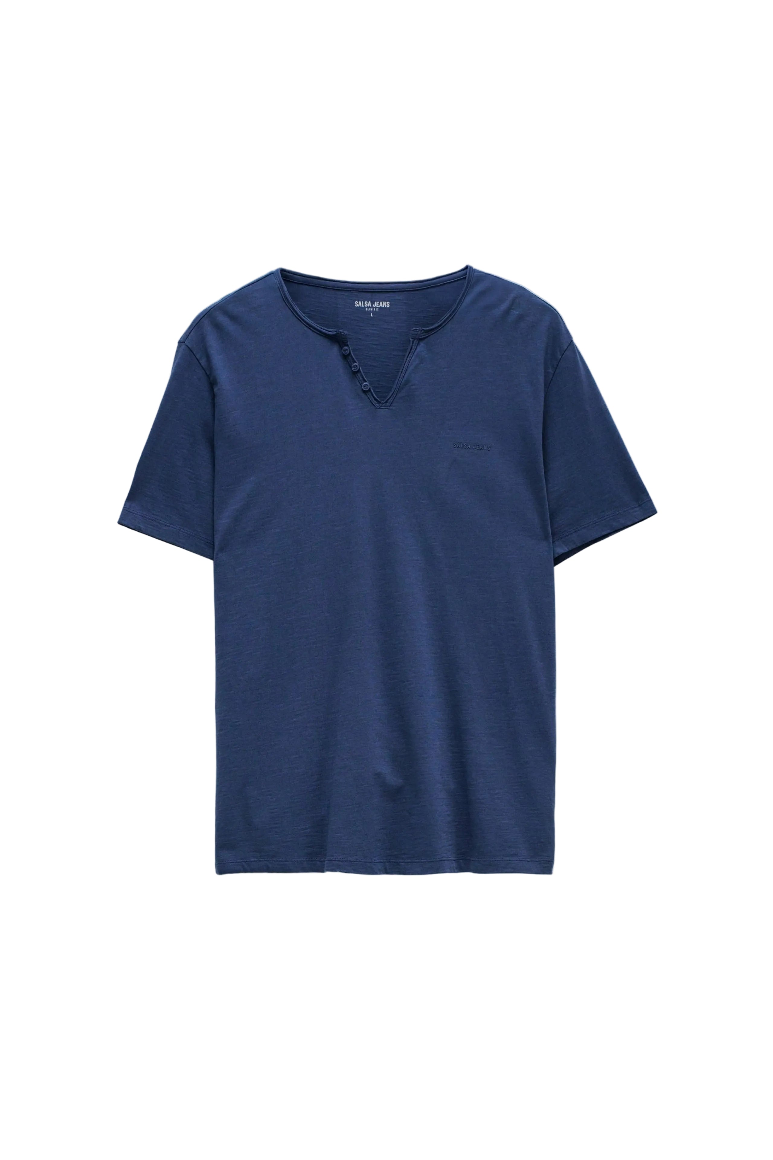 T-shirt basic con scollo a V in blu scuro