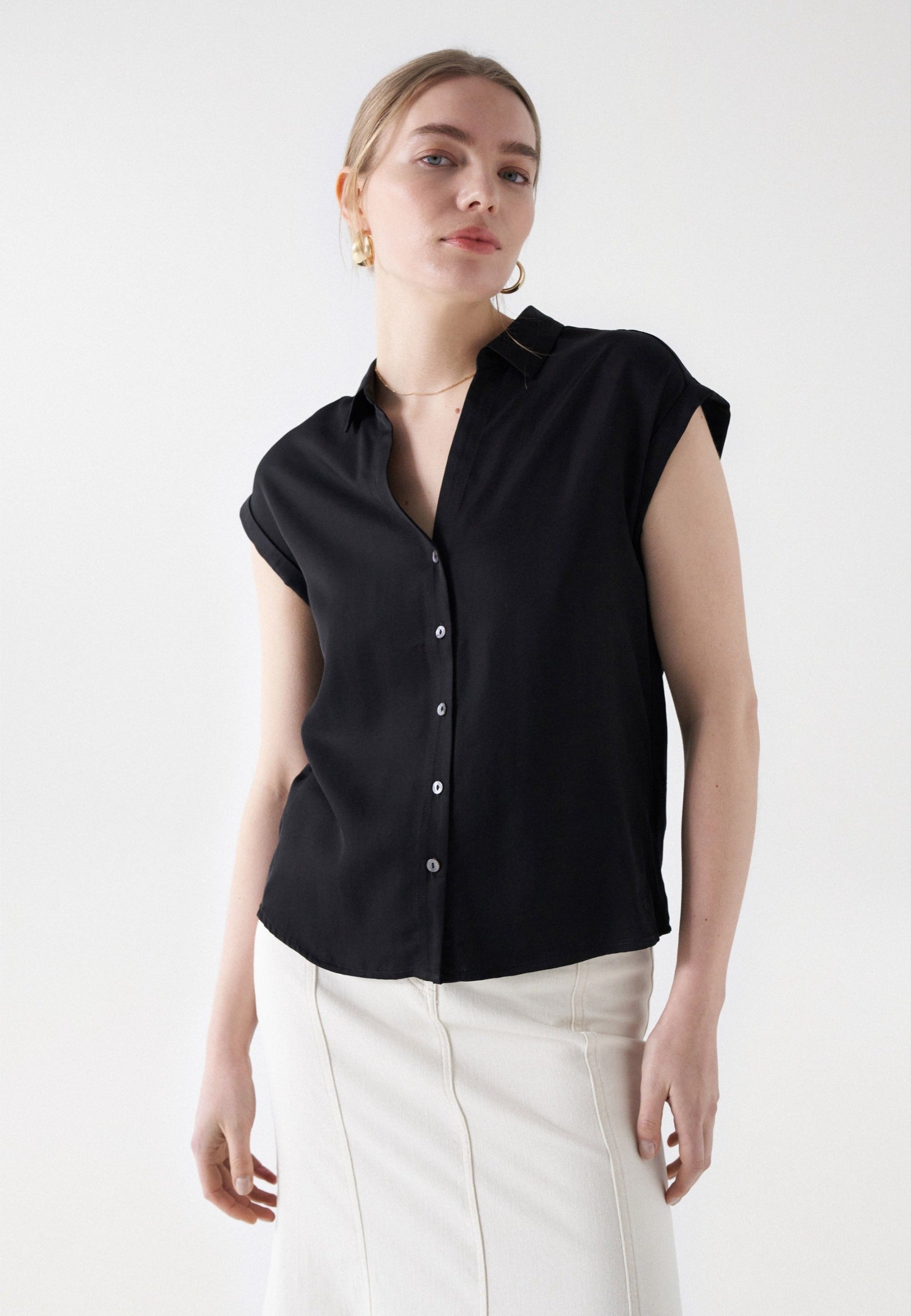 Camicia senza maniche Basic in nero Salsa Jeans   