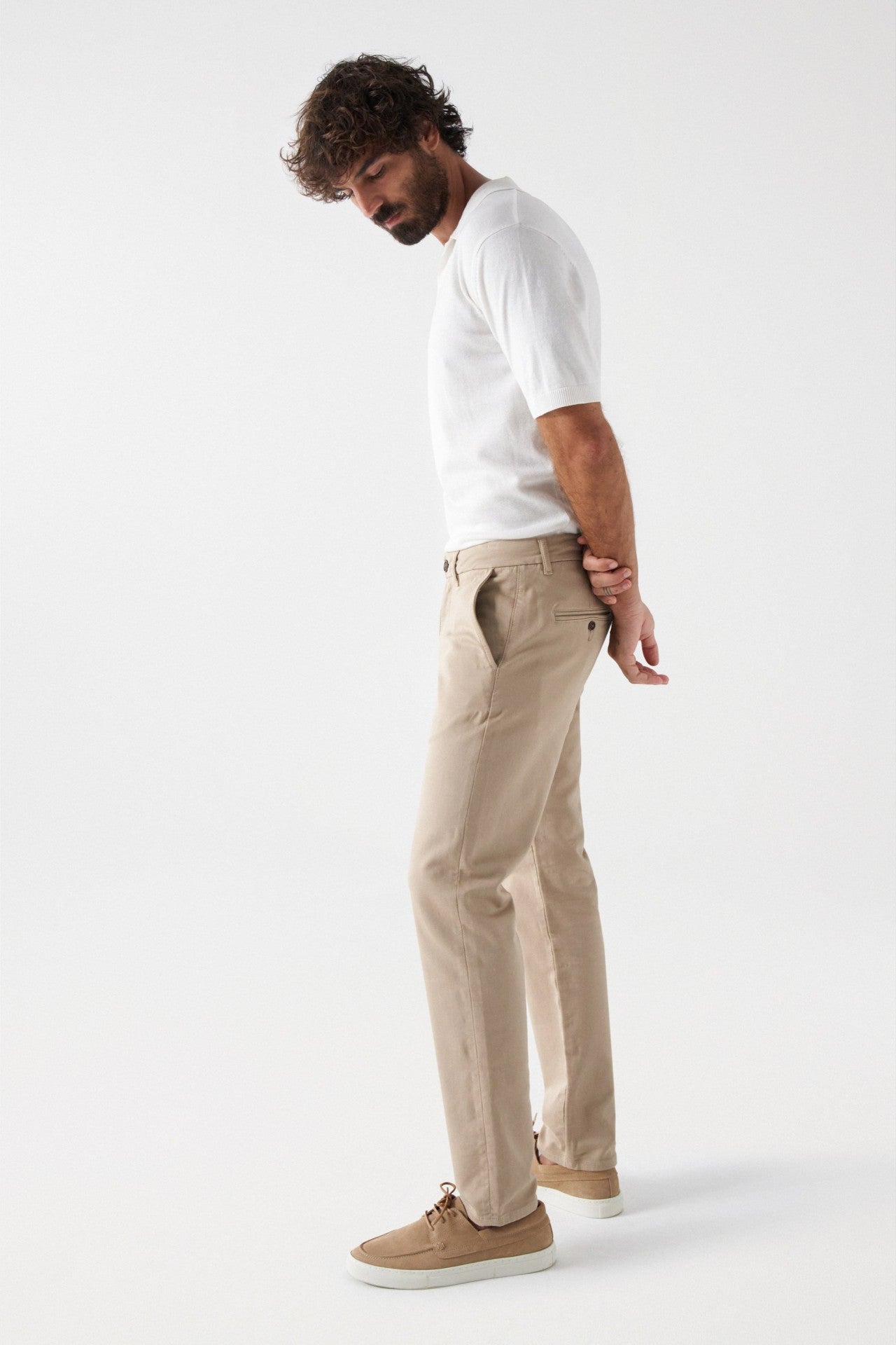 Pantaloni Chino Joggers S-Activ di colore beige medio Salsa Jeans