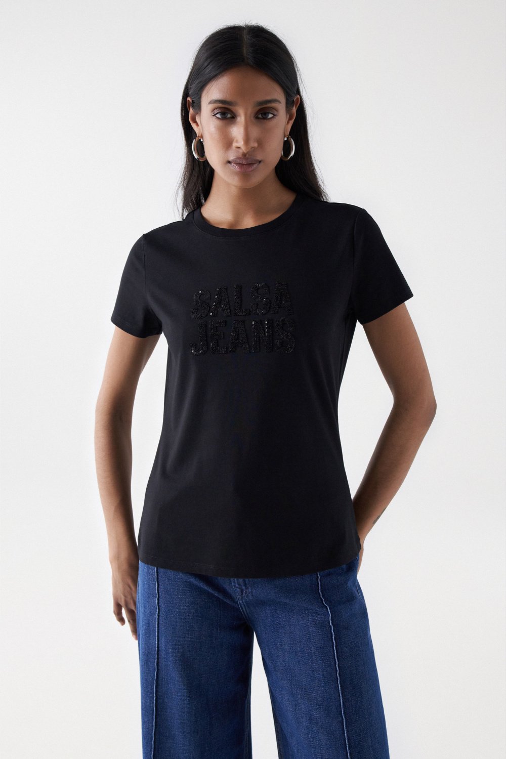 Maglietta con logo ricamato in nero T-Shirt Salsa Jeans   