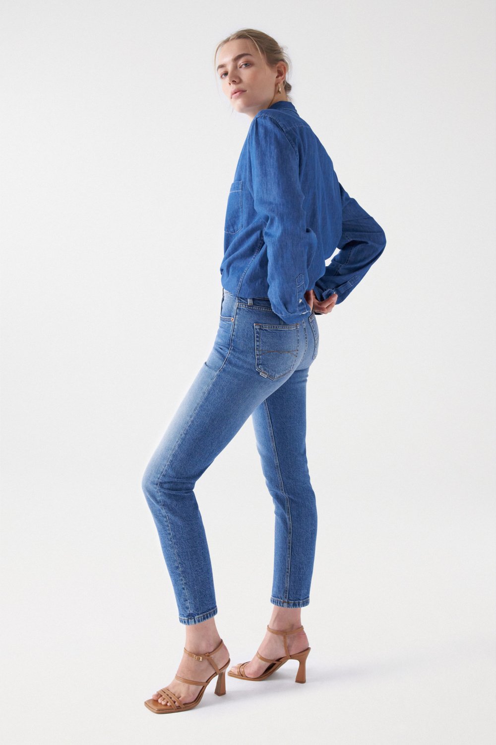 Jeans True Cropped Slim con lavaggio medio Salsa Jeans   