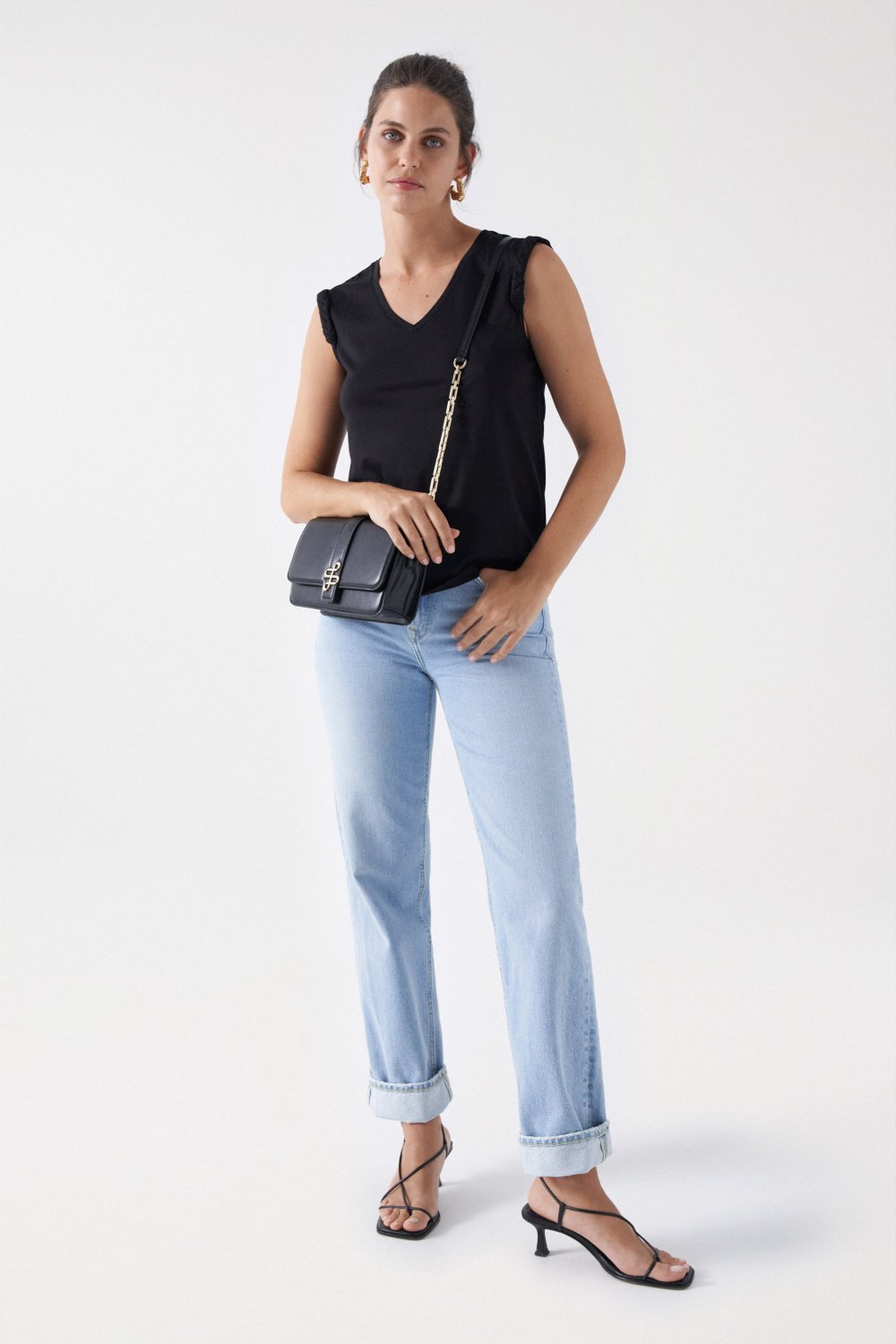 Top con dettagli a trecce in nero Salsa Jeans   