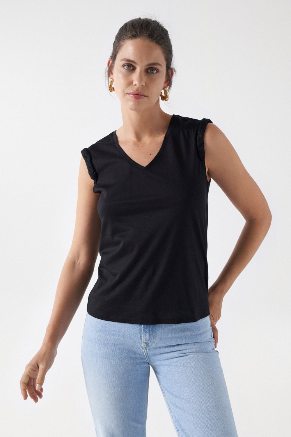 Top con dettagli a trecce in nero Salsa Jeans   