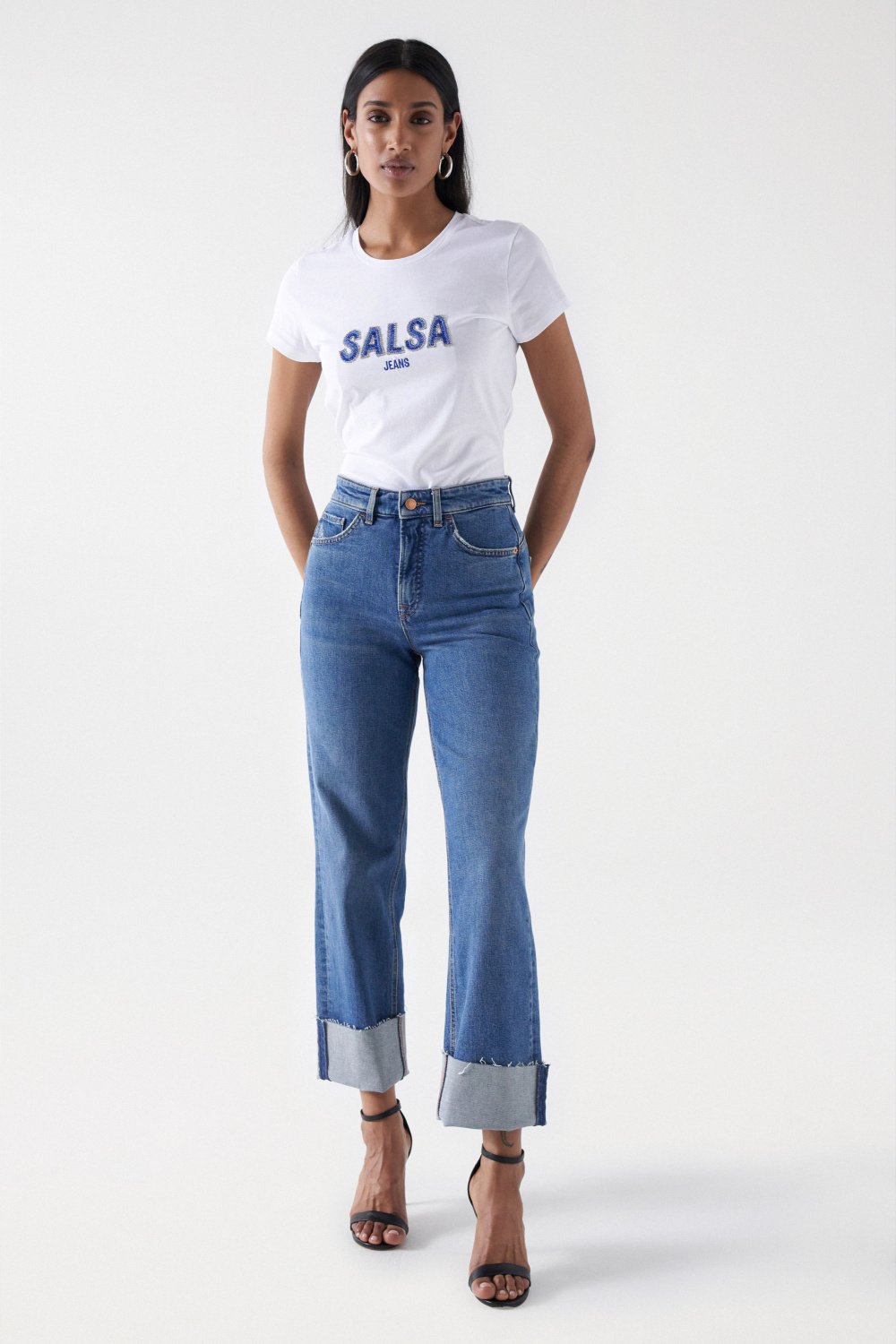 T-shirt istituzionale con perline in bianco T-Shirts Salsa Jeans   