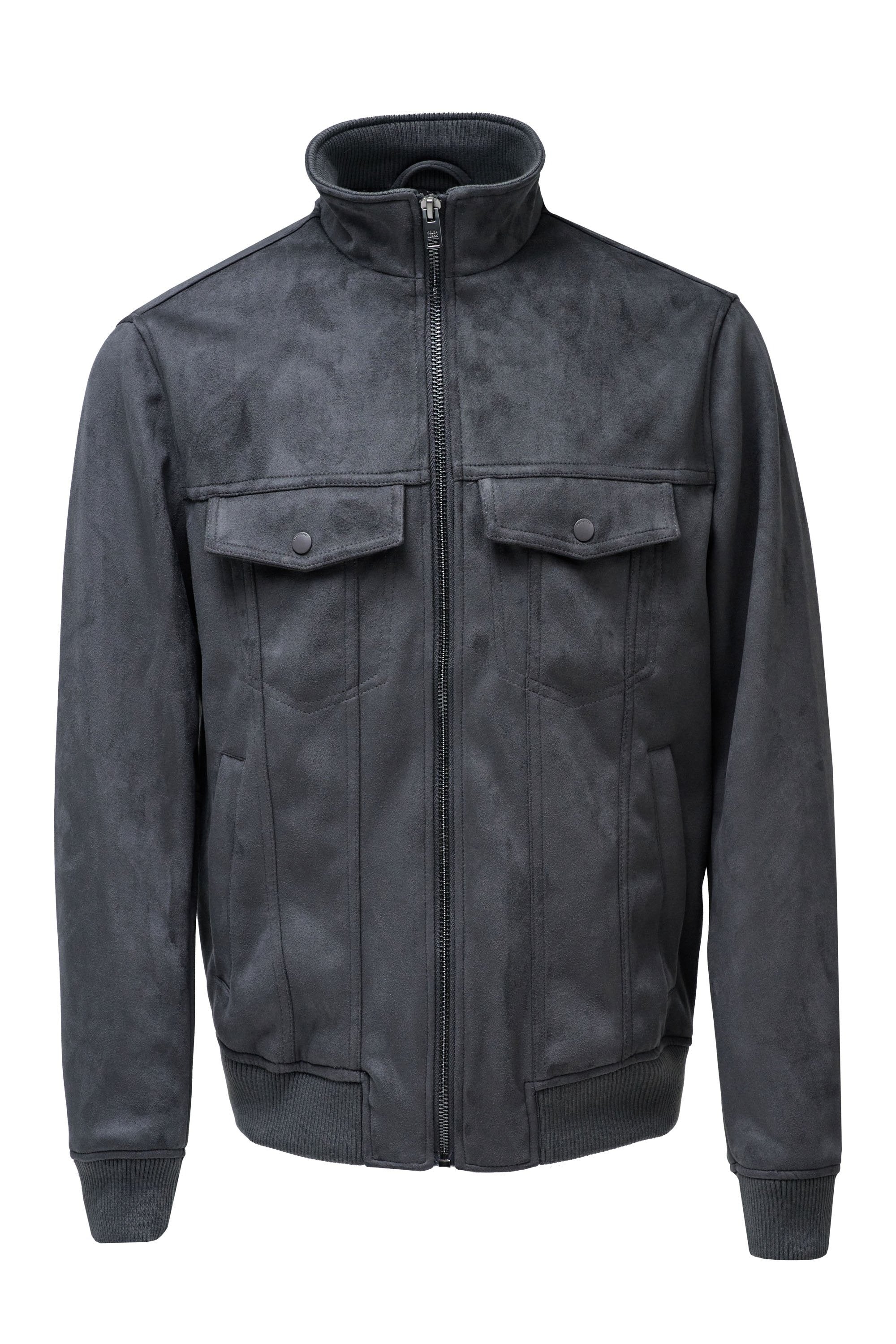 Giacca Trucker in pelle scamosciata in grigio scuro Giacche Salsa Jeans