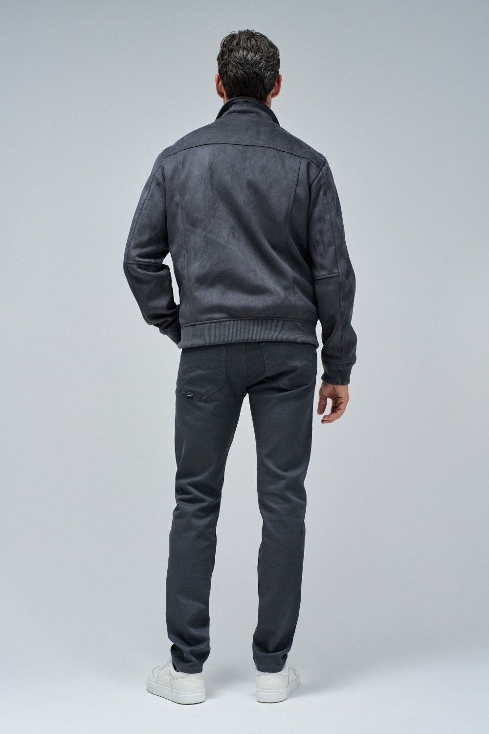 Giacca Trucker in pelle scamosciata in grigio scuro Giacche Salsa Jeans