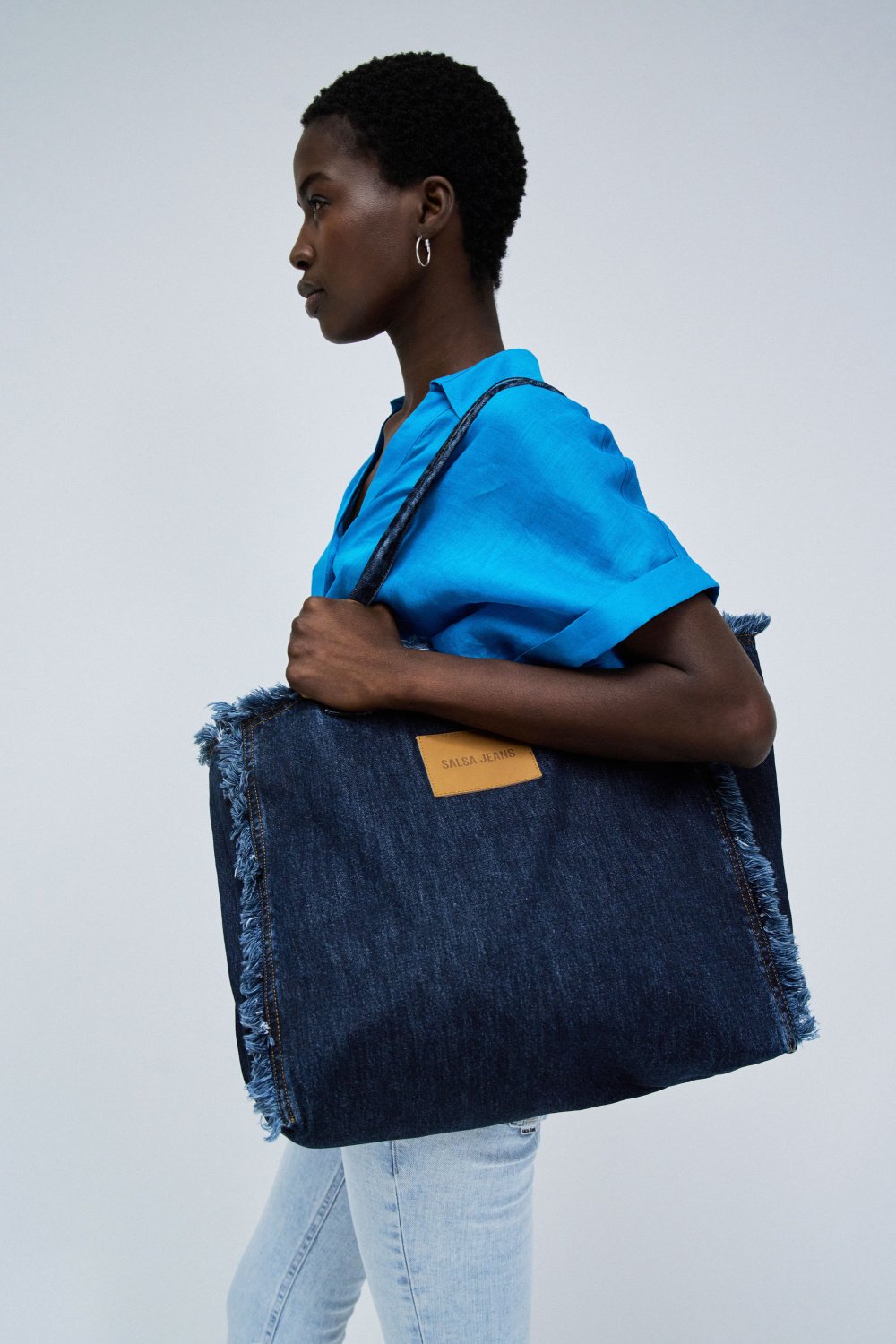 Borsa tote in denim con lavaggio scuro Salsa Jeans   