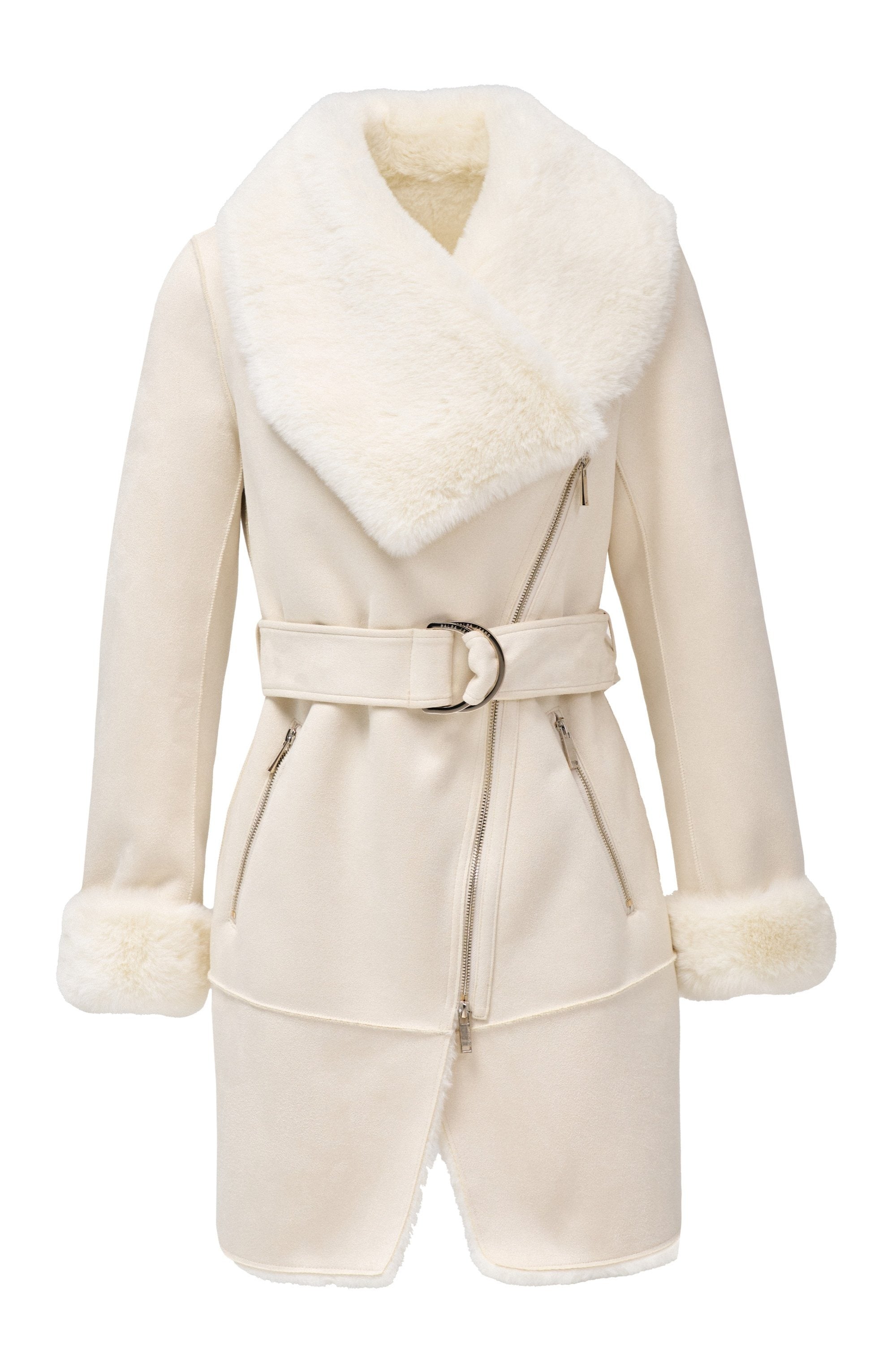 Cappotto lungo in shearling in perle chiare Giacche Salsa Jeans