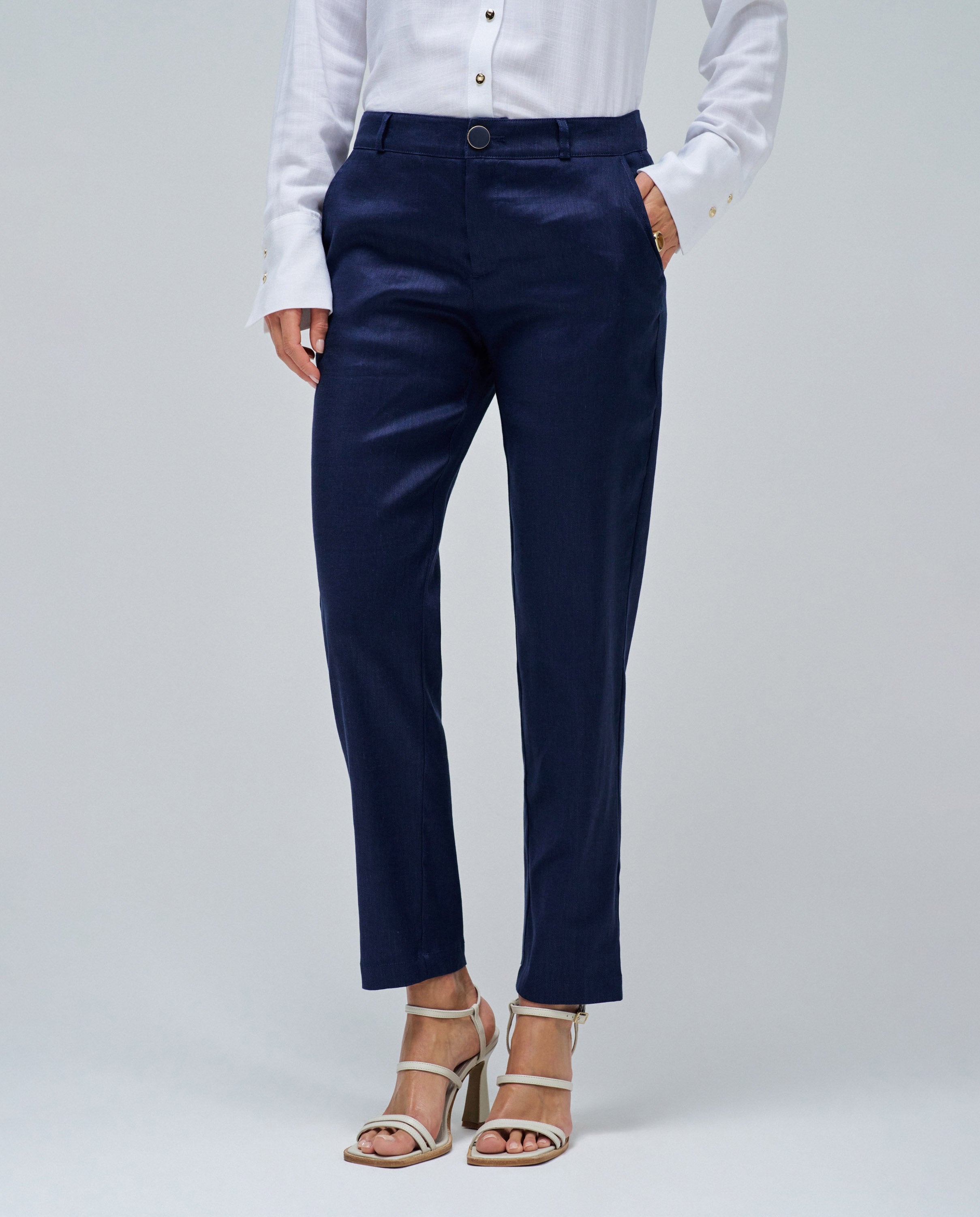 Chino di lino in blu scuro Pantaloni Salsa Jeans