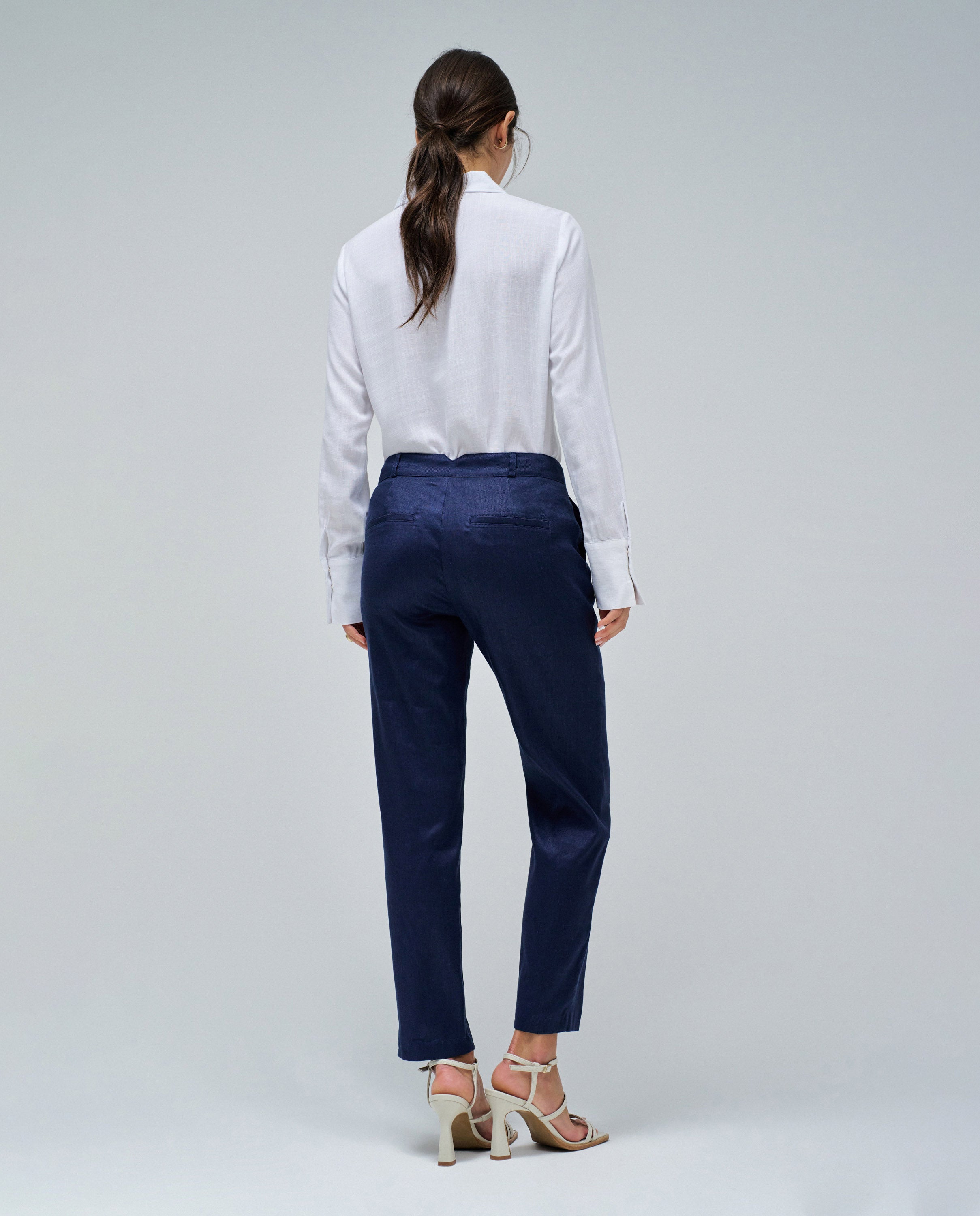 Chino di lino in blu scuro Pantaloni Salsa Jeans