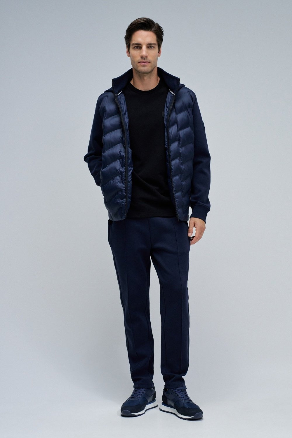 Felpa con cappuccio imbottita con zip in blu scuro Giacche Salsa Jeans