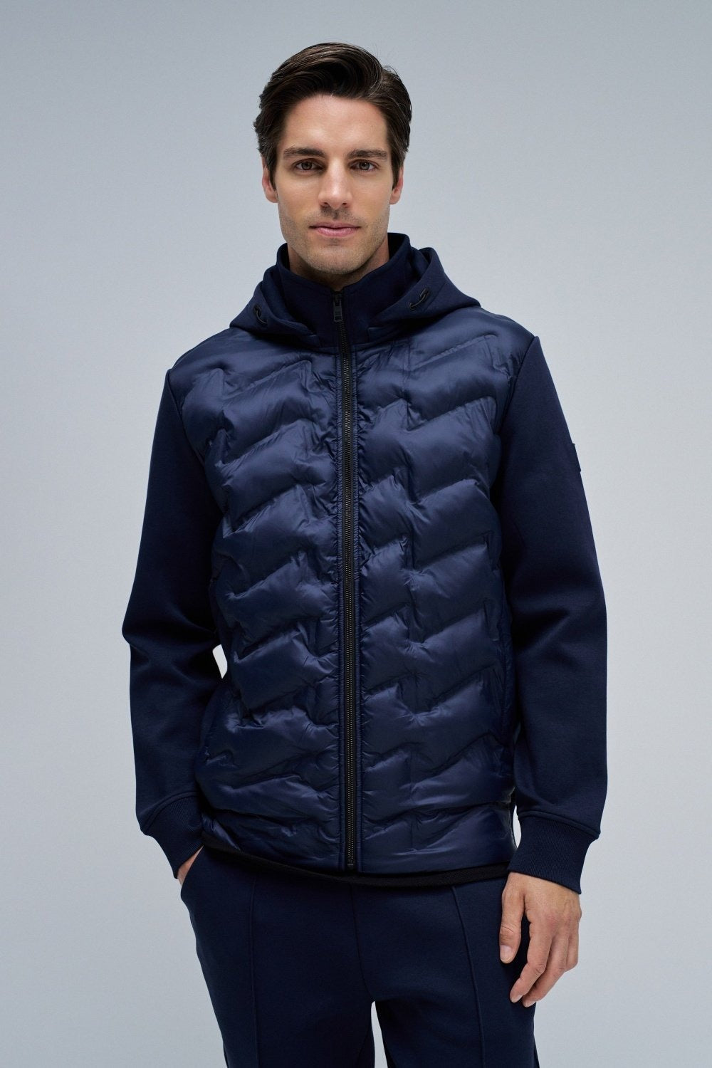 Felpa con cappuccio imbottita con zip in blu scuro Giacche Salsa Jeans