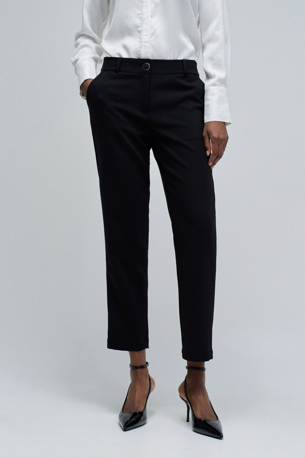 Chino basic a vita alta in nero Pantaloni Salsa Jeans