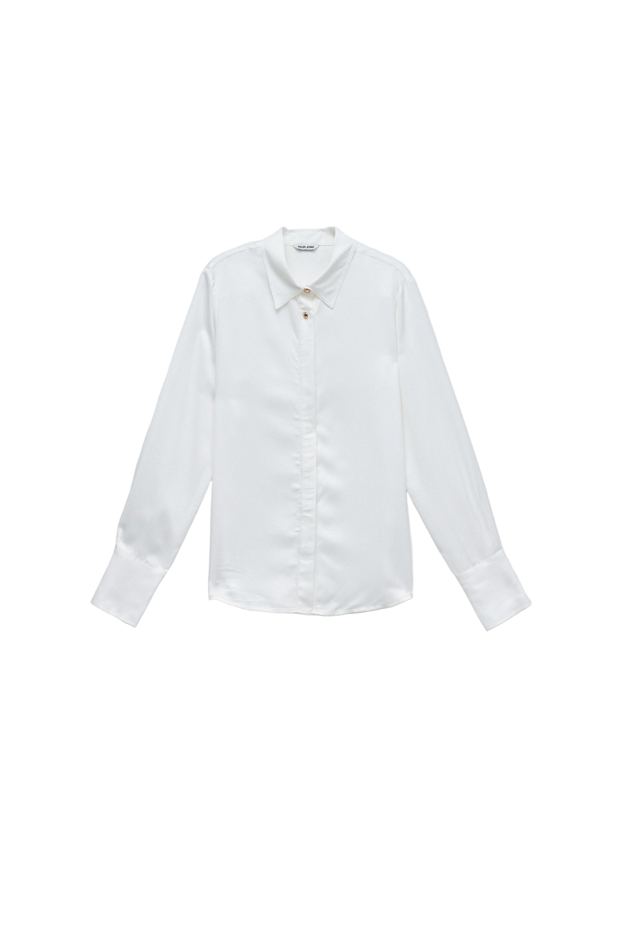 Camicia basic con bottoni dorati in perla chiara V2 Camicie Salsa Jeans