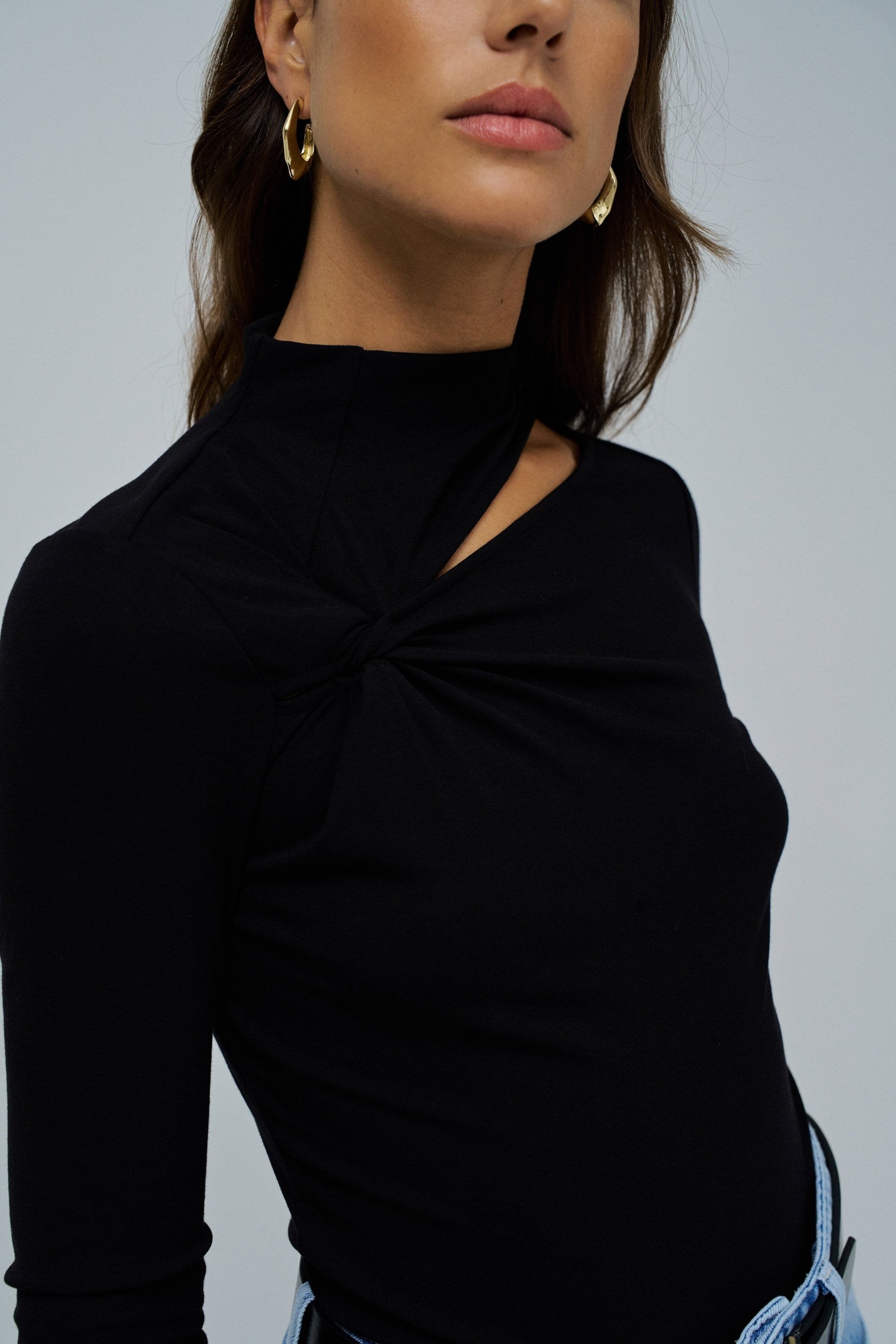 Maniche lunghe con dettaglio Twist in nero T-Shirt Salsa Jeans