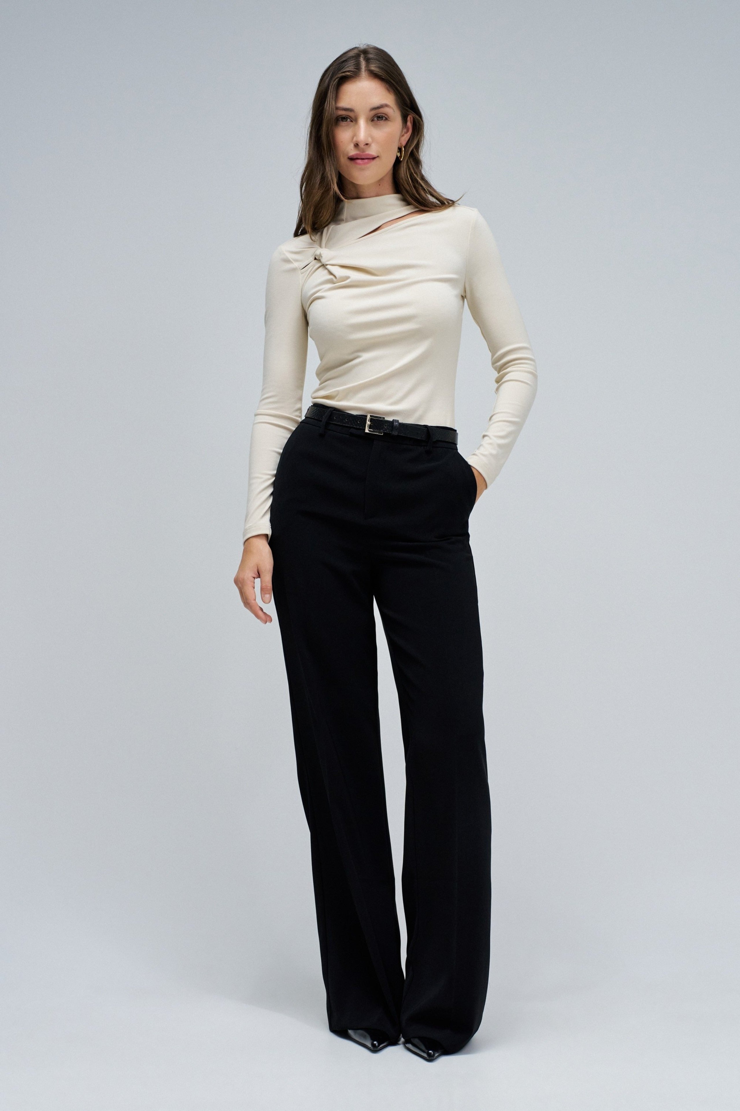Maniche lunghe con dettaglio a torciglione in t-shirt Perla scura Salsa Jeans