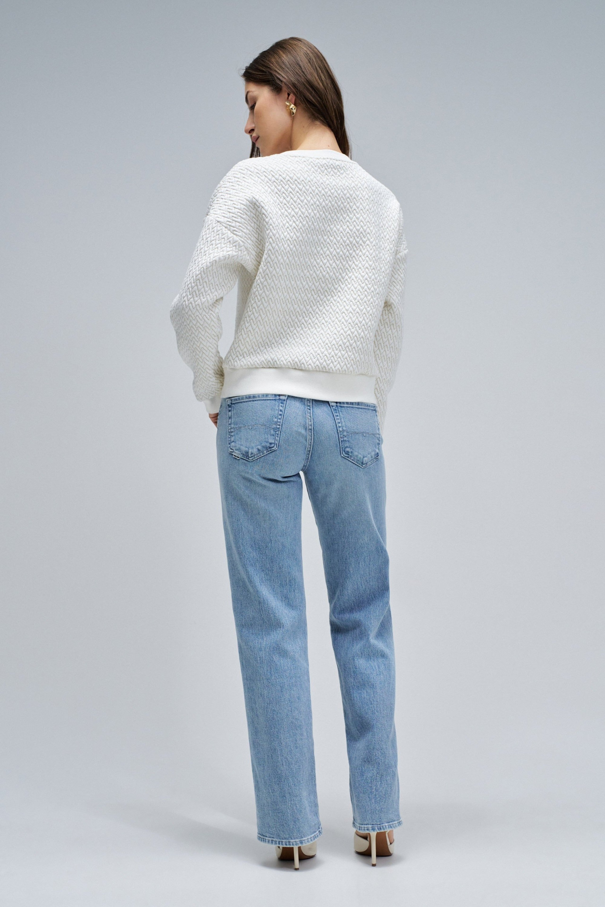 Felpa Lurex Jacquard in Perla chiara V2 Felpe Salsa Jeans