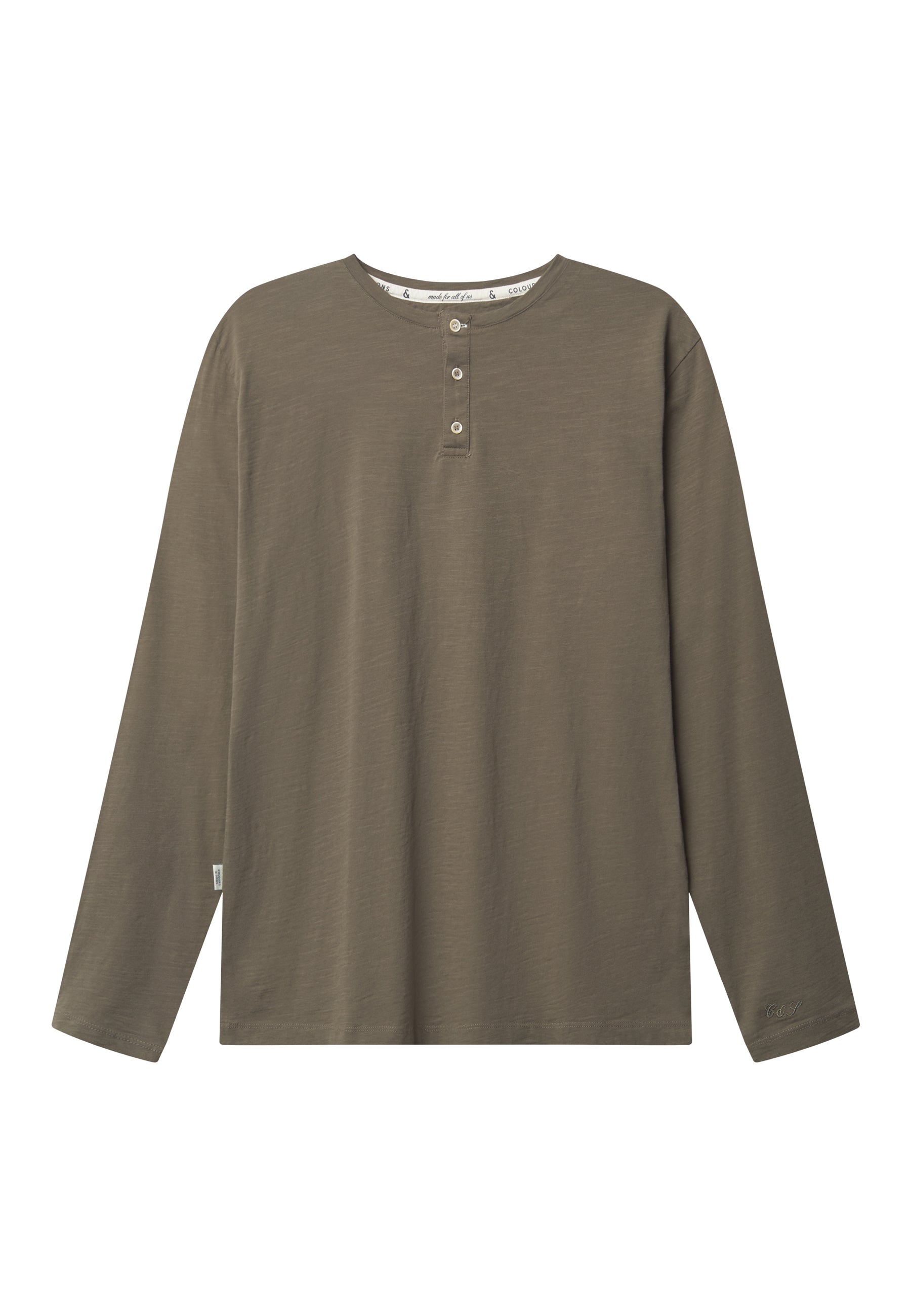 T-shirt Henley - Slub in Olive Colours and Sons   