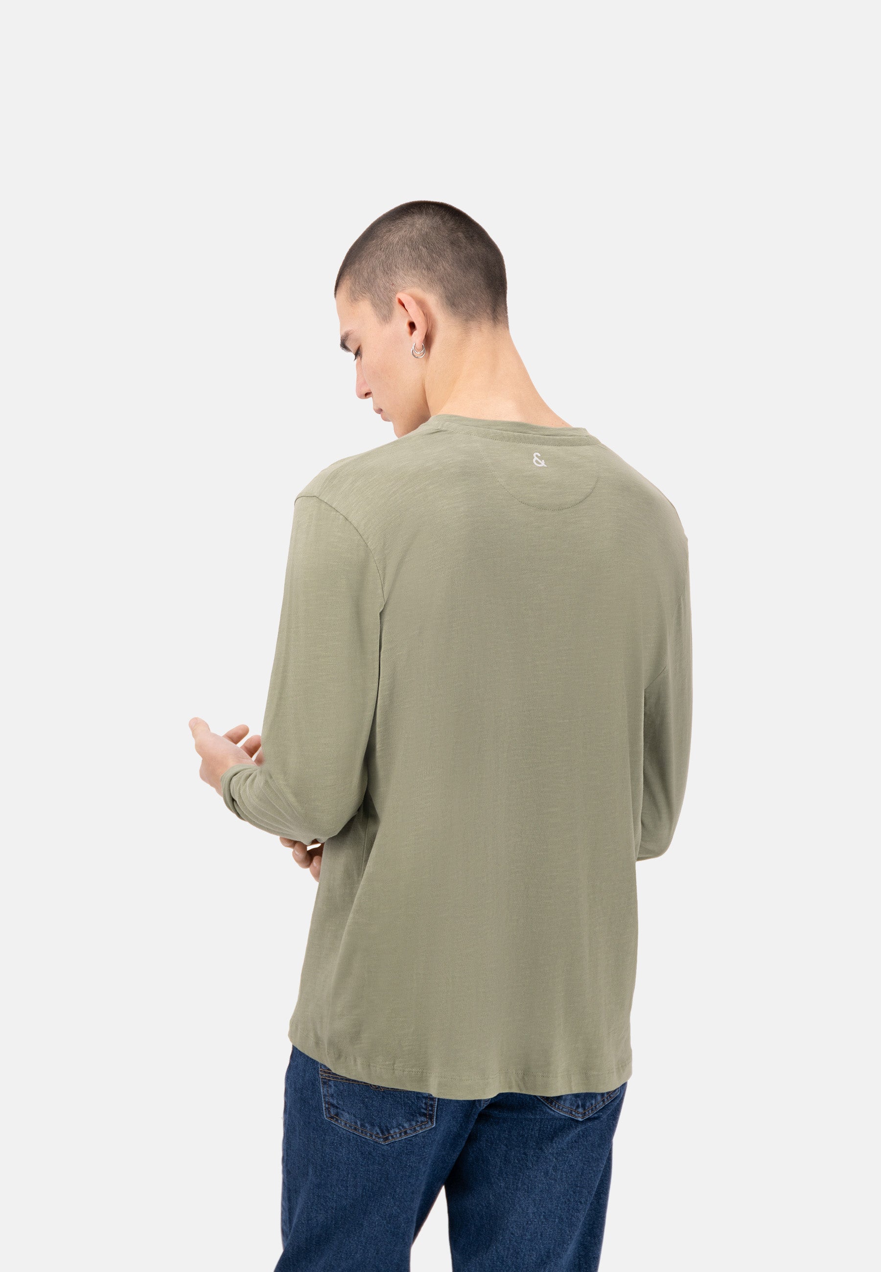 T-shirt Henley - Slub in Olive Colours and Sons   