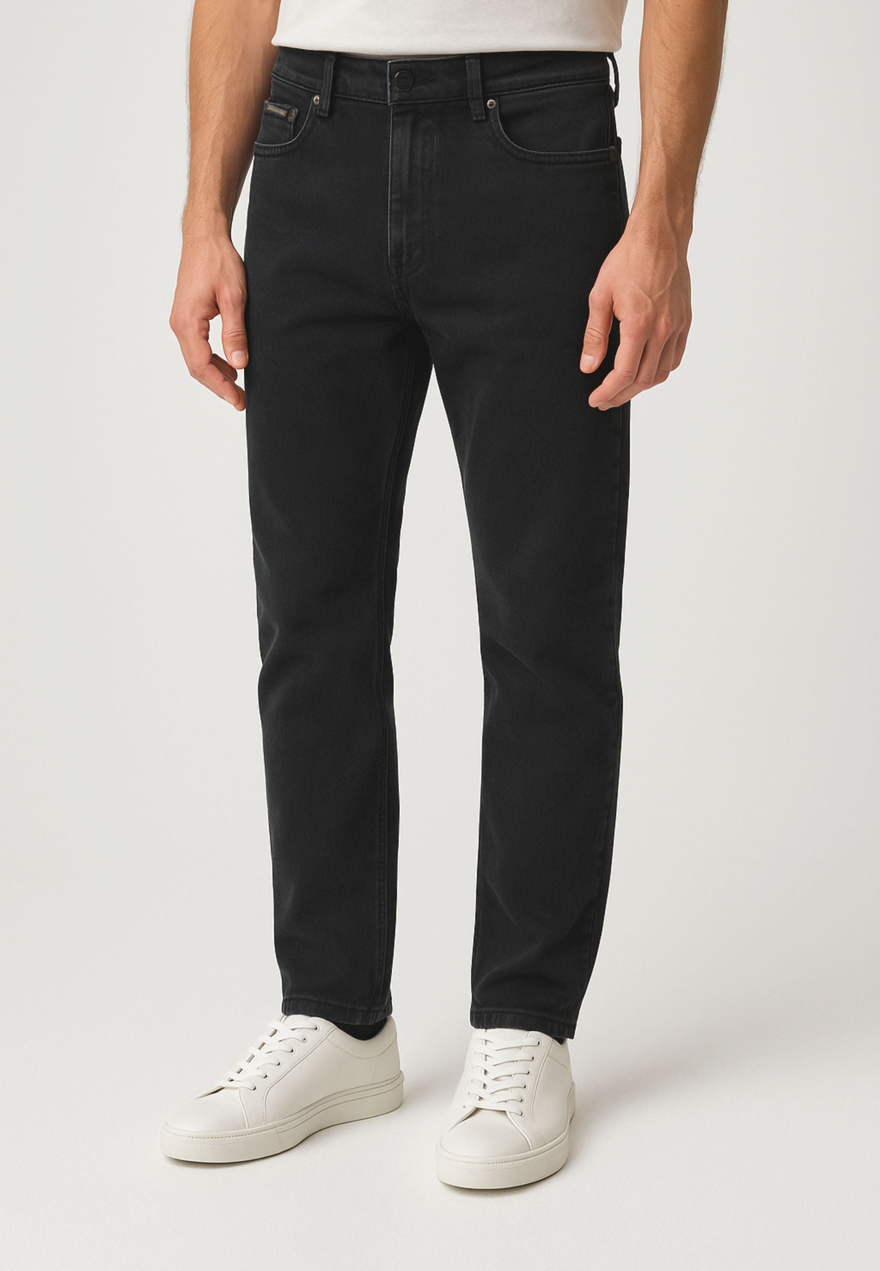Denim cropped in nero lavato