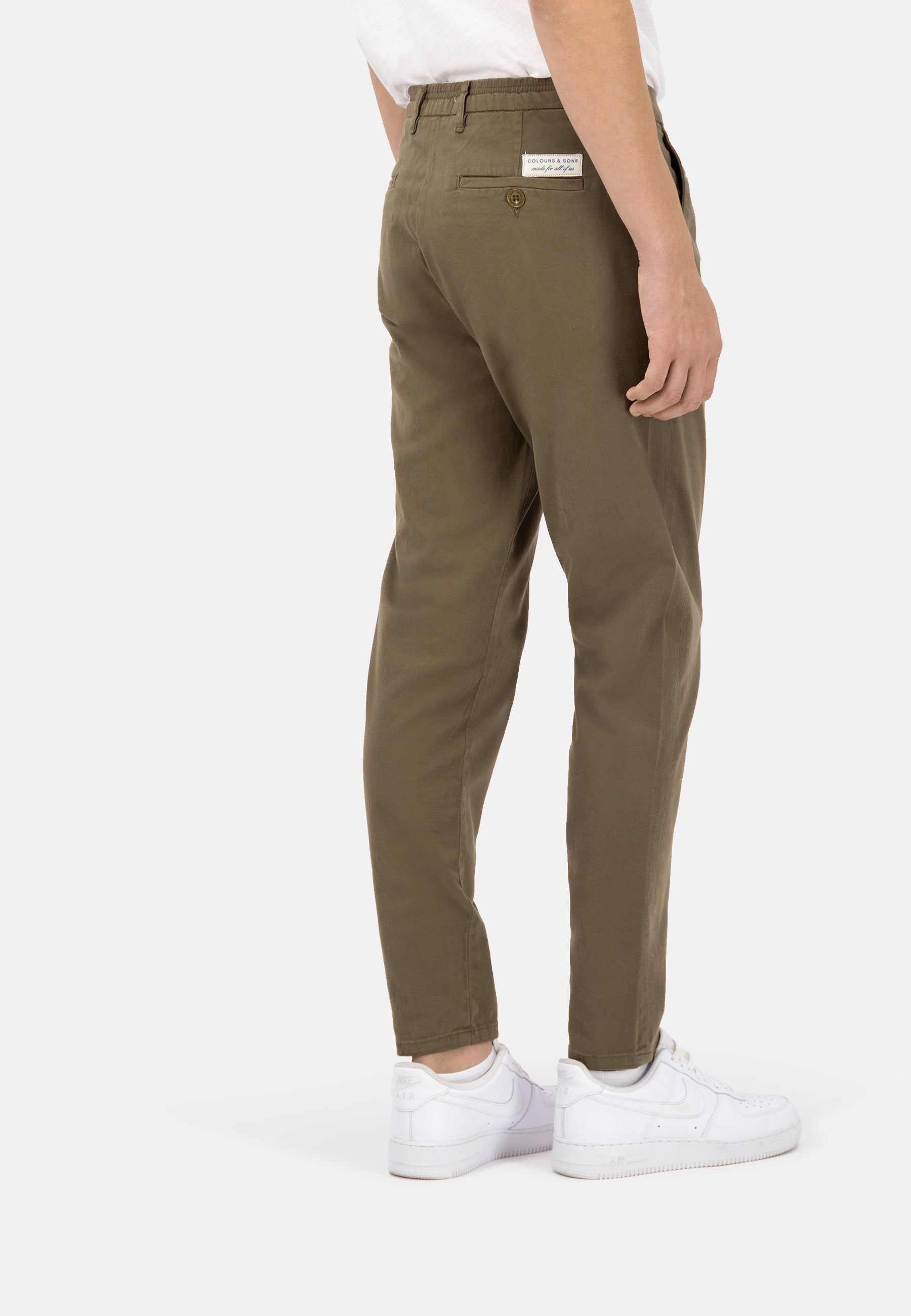 Pantaloni-Cropped Chino in Olive Colours and Sons   