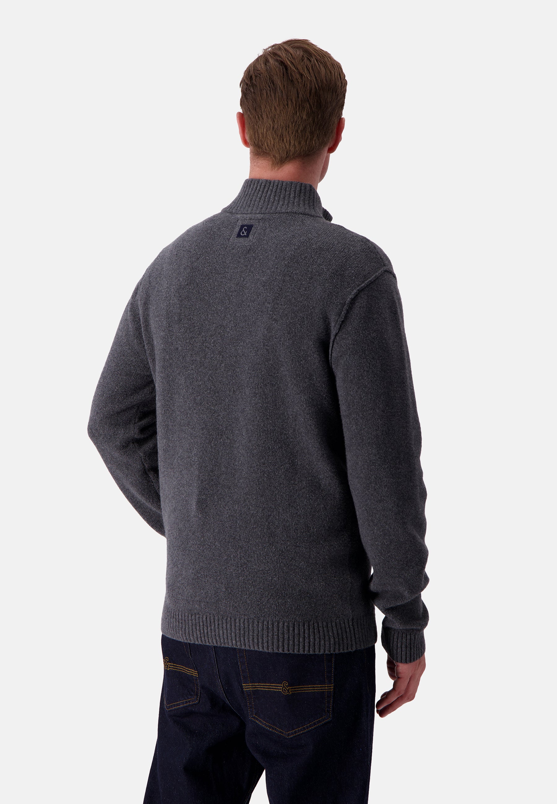 Mock-Zip Woolen Touch in Stone Maglioni Colours and Sons   