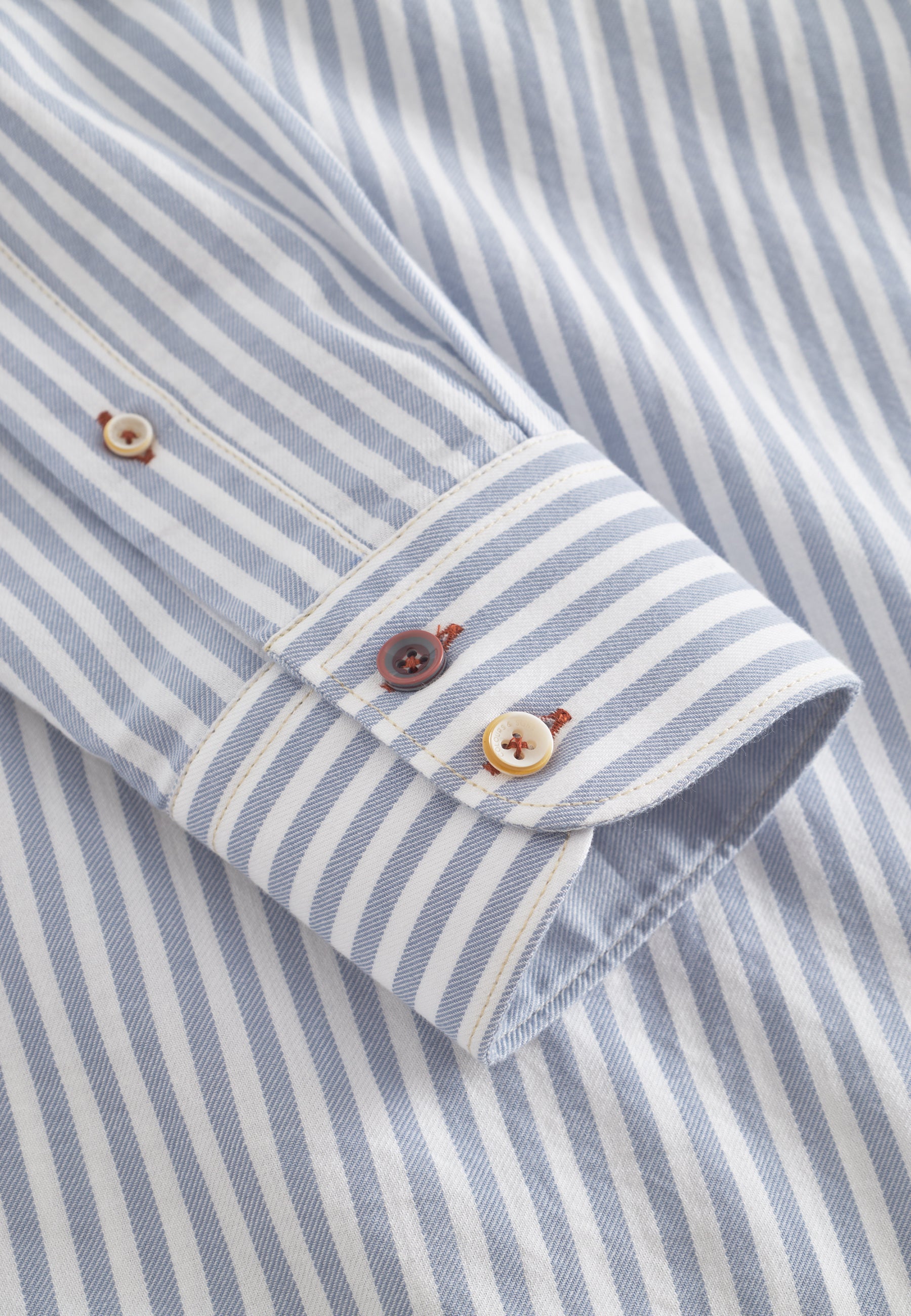 Camicia Spazzolato Twill Stripes in Lago Stripes Camicie Colours and Sons   