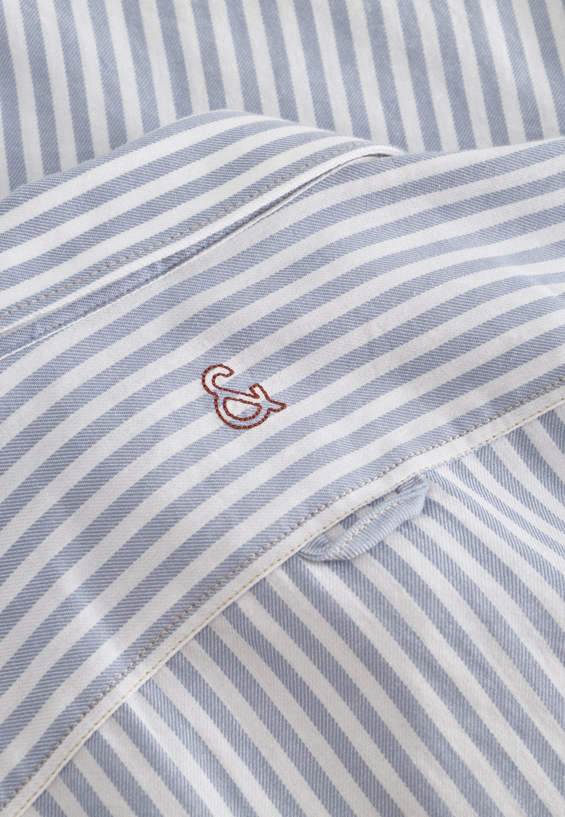 Camicia Spazzolato Twill Stripes in Lago Stripes Camicie Colours and Sons   