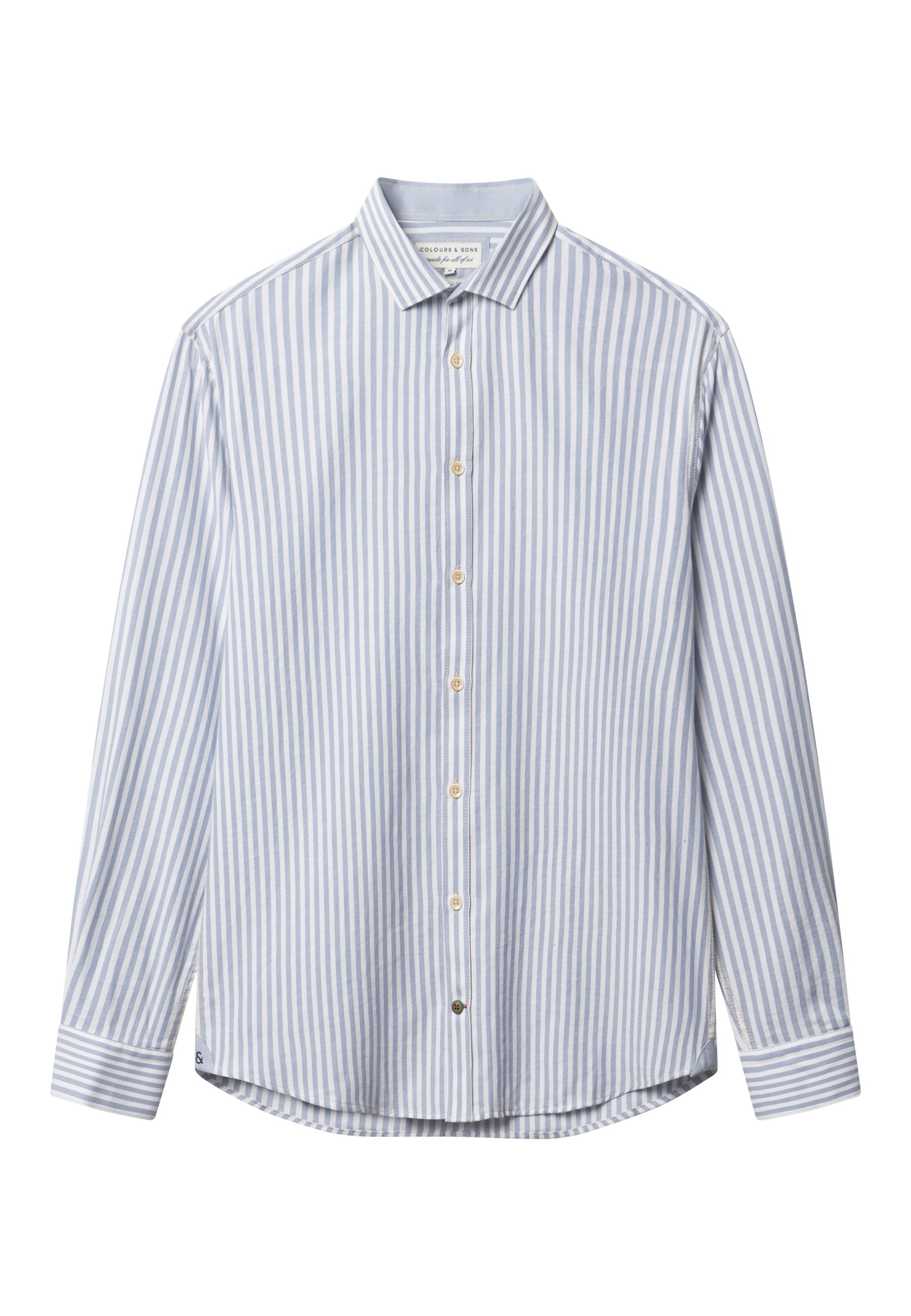 Camicia Spazzolato Twill Stripes in Lago Stripes Camicie Colours and Sons   