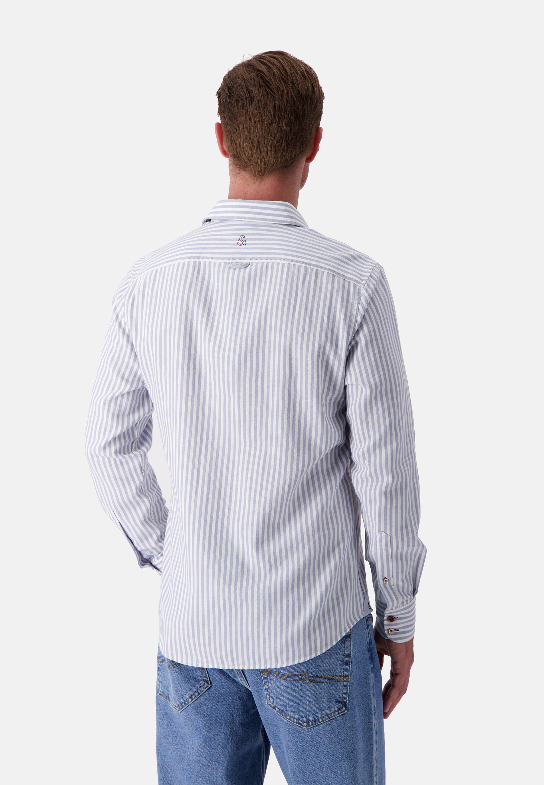 Camicia Spazzolato Twill Stripes in Lago Stripes Camicie Colours and Sons   