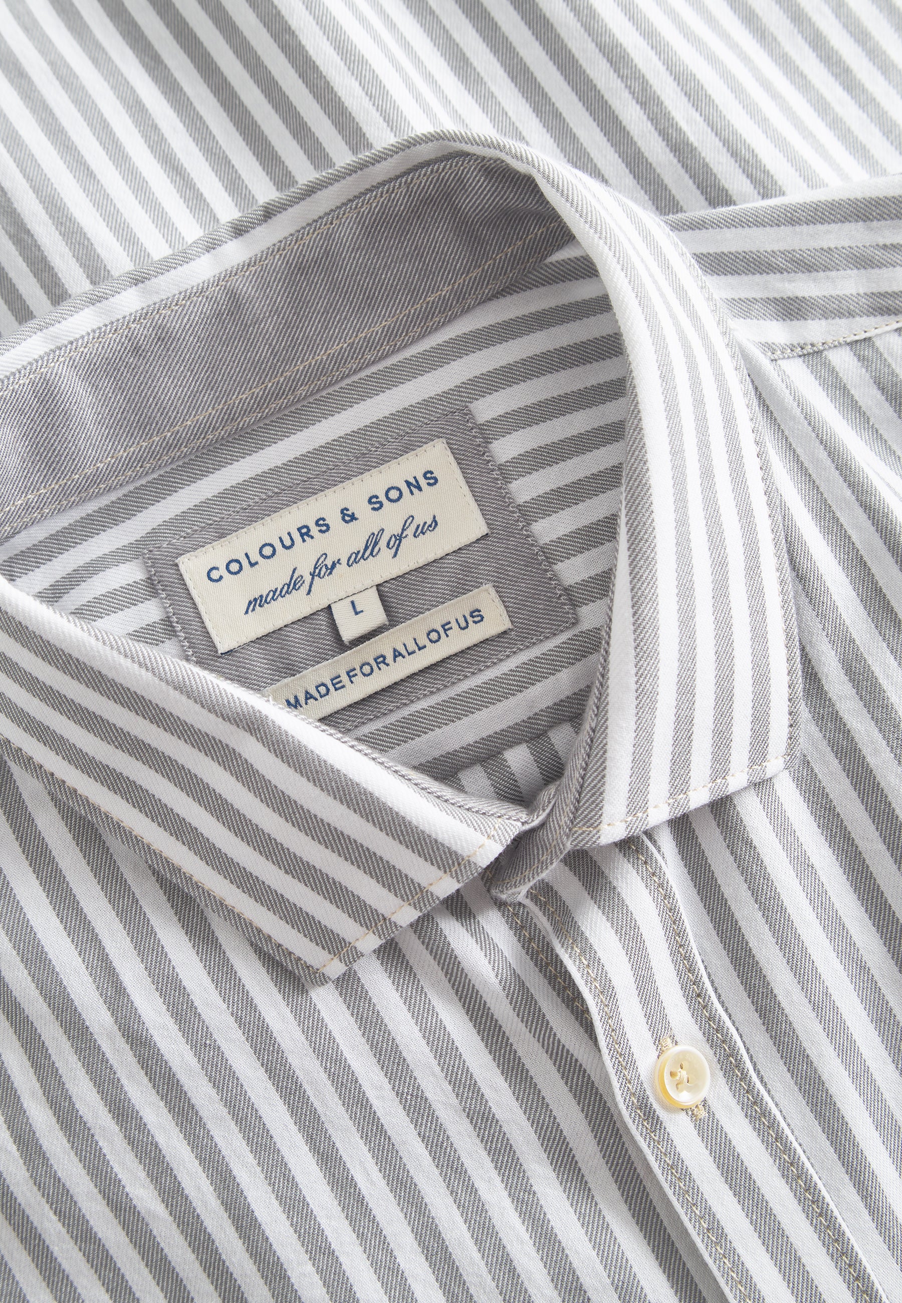 Camicia Spazzolato Twill Stripes in Argento Stripes Camicie Colours and Sons   