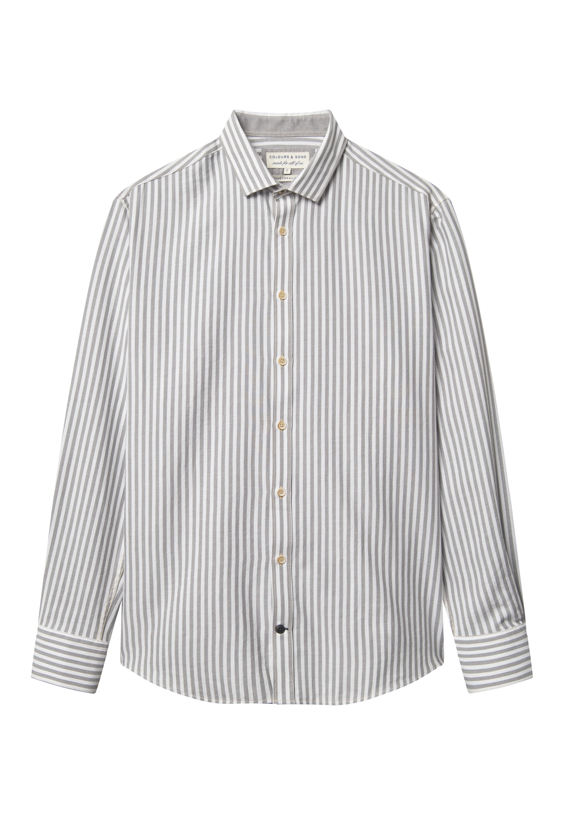 Camicia Spazzolato Twill Stripes in Argento Stripes Camicie Colours and Sons   