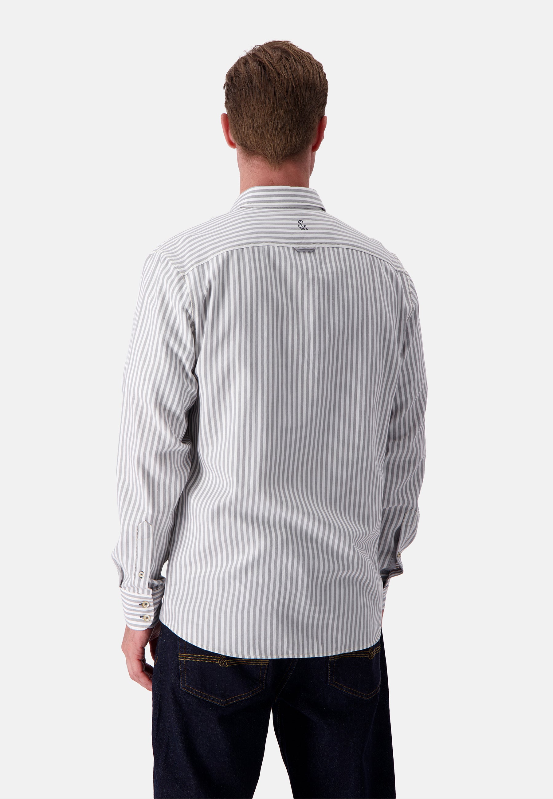 Camicia Spazzolato Twill Stripes in Argento Stripes Camicie Colours and Sons   