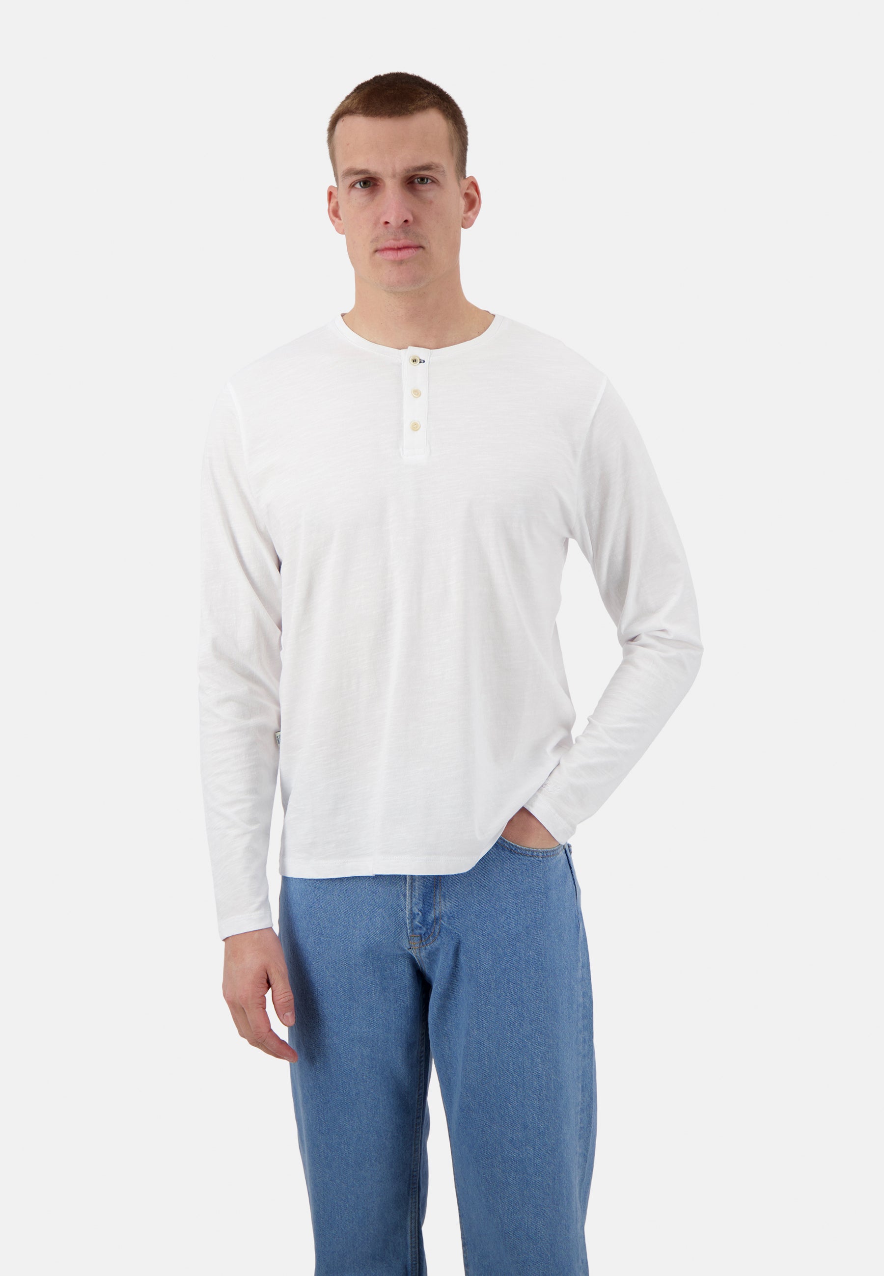 T-shirt Henley - Slub in bianco Colours and Sons   