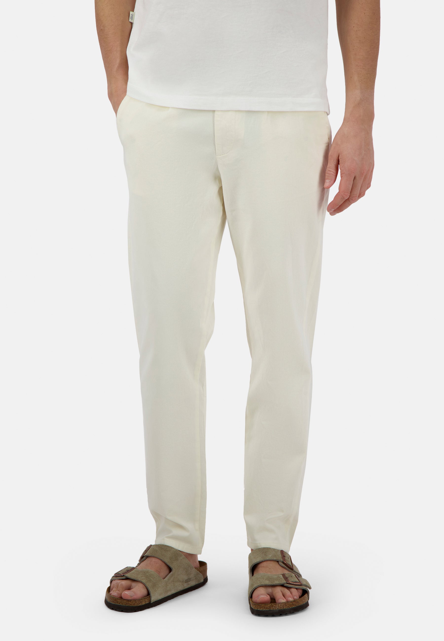 Pantaloni-Cropped Chino in Offwhite Pants Colours and Sons   