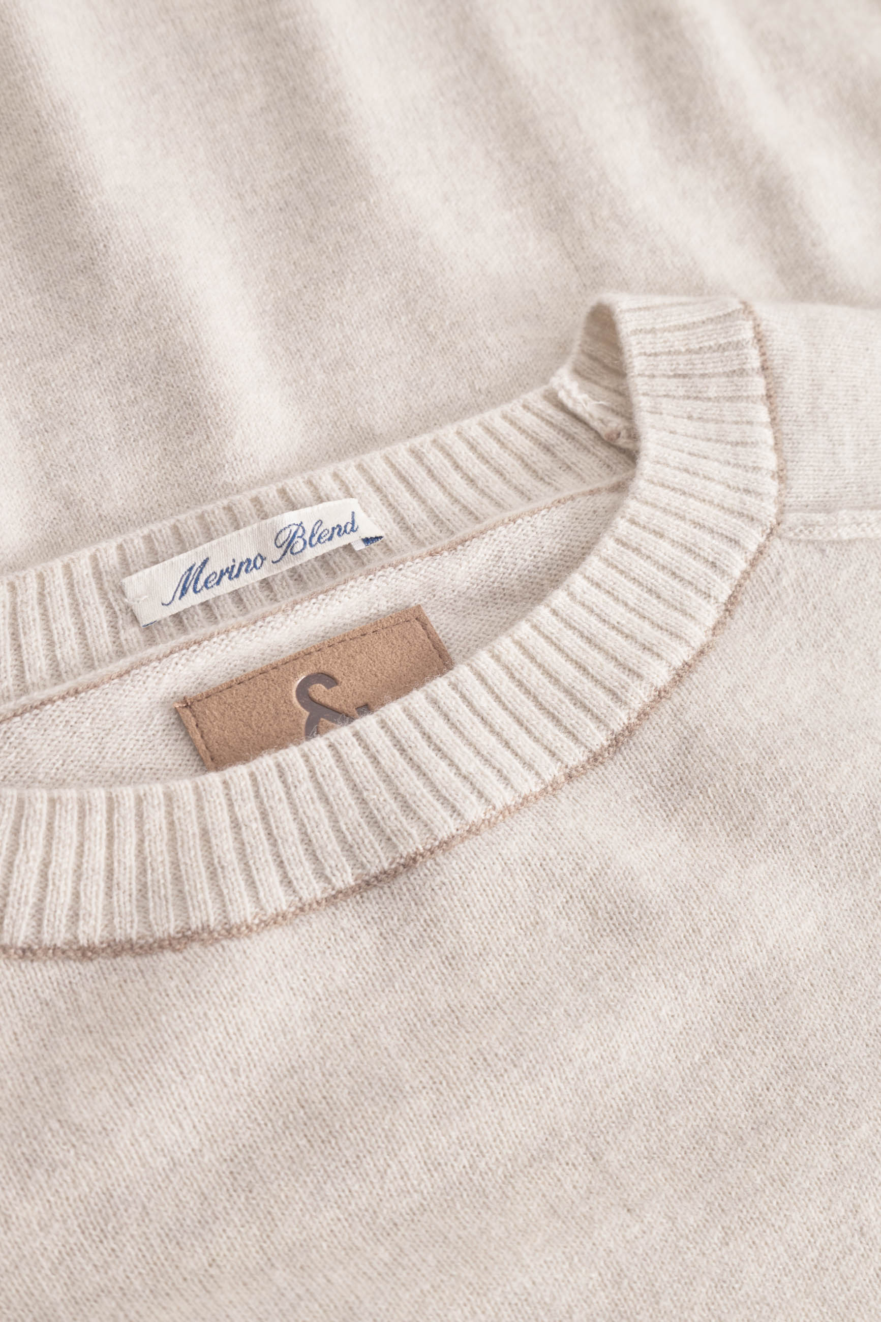 Girocollo in misto merino in bianco sporco Maglioni Colours and Sons