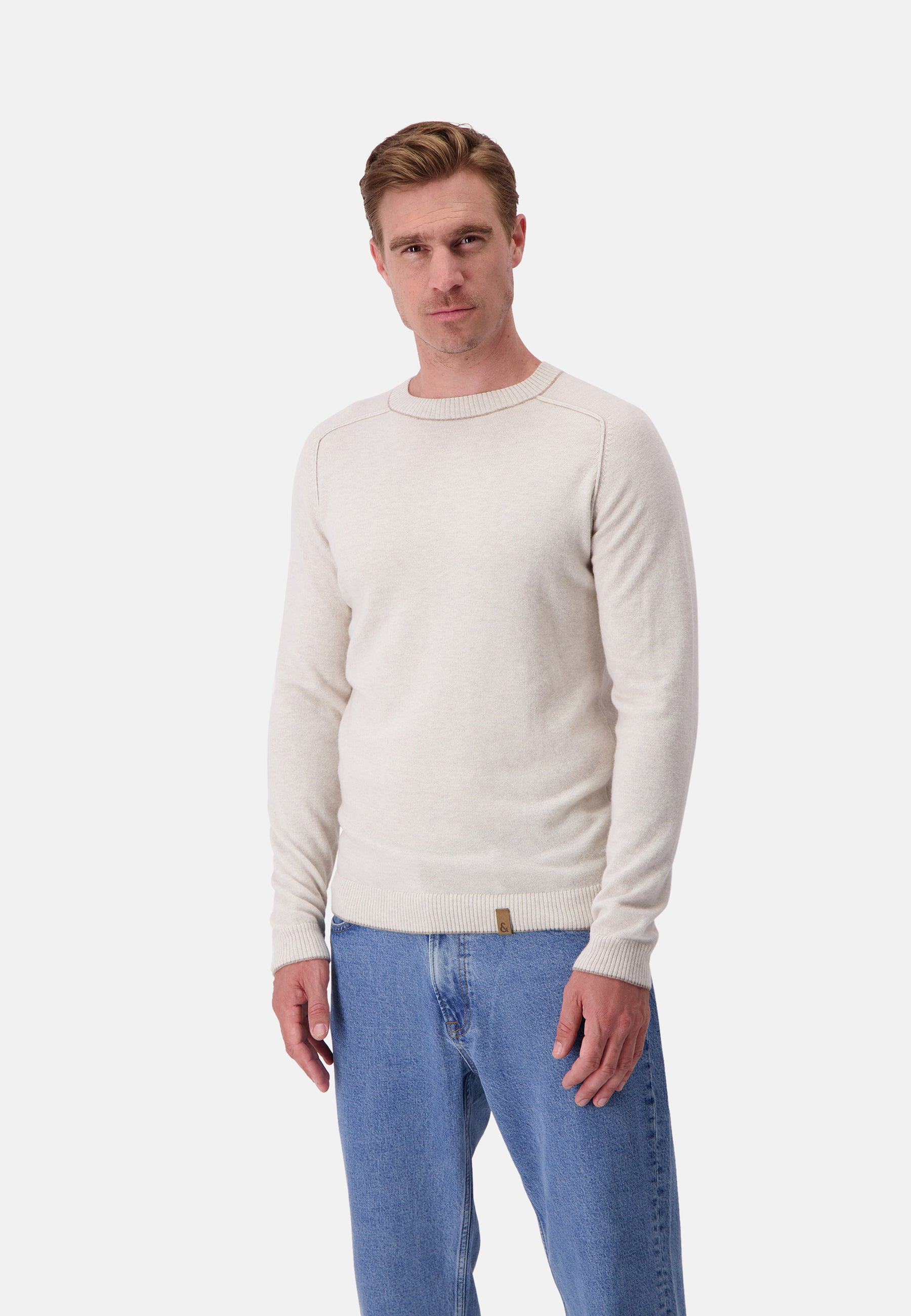 Girocollo in misto merino in bianco sporco Maglioni Colours and Sons