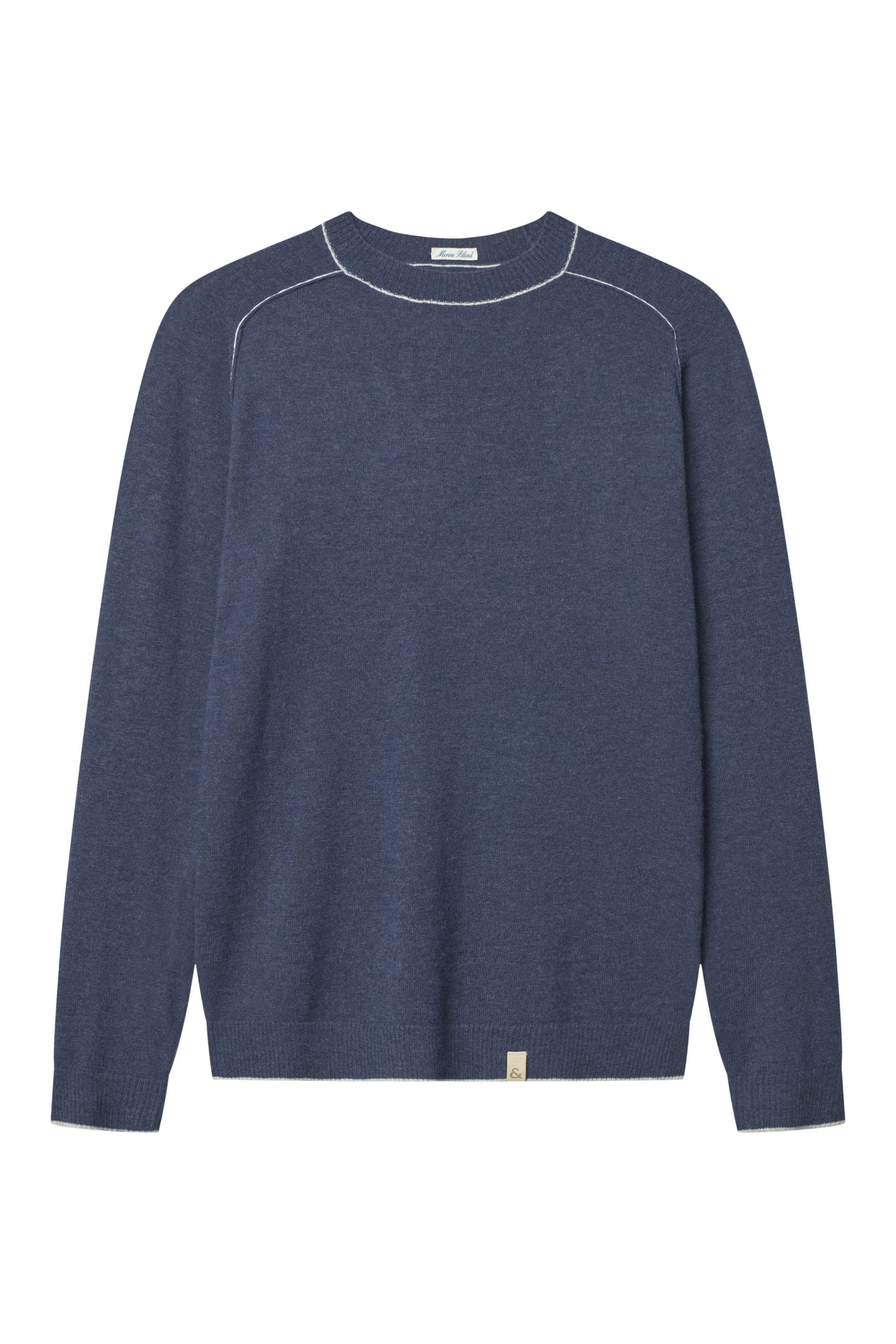 Scollo rotondo in misto merino in blu Maglioni Colours and Sons