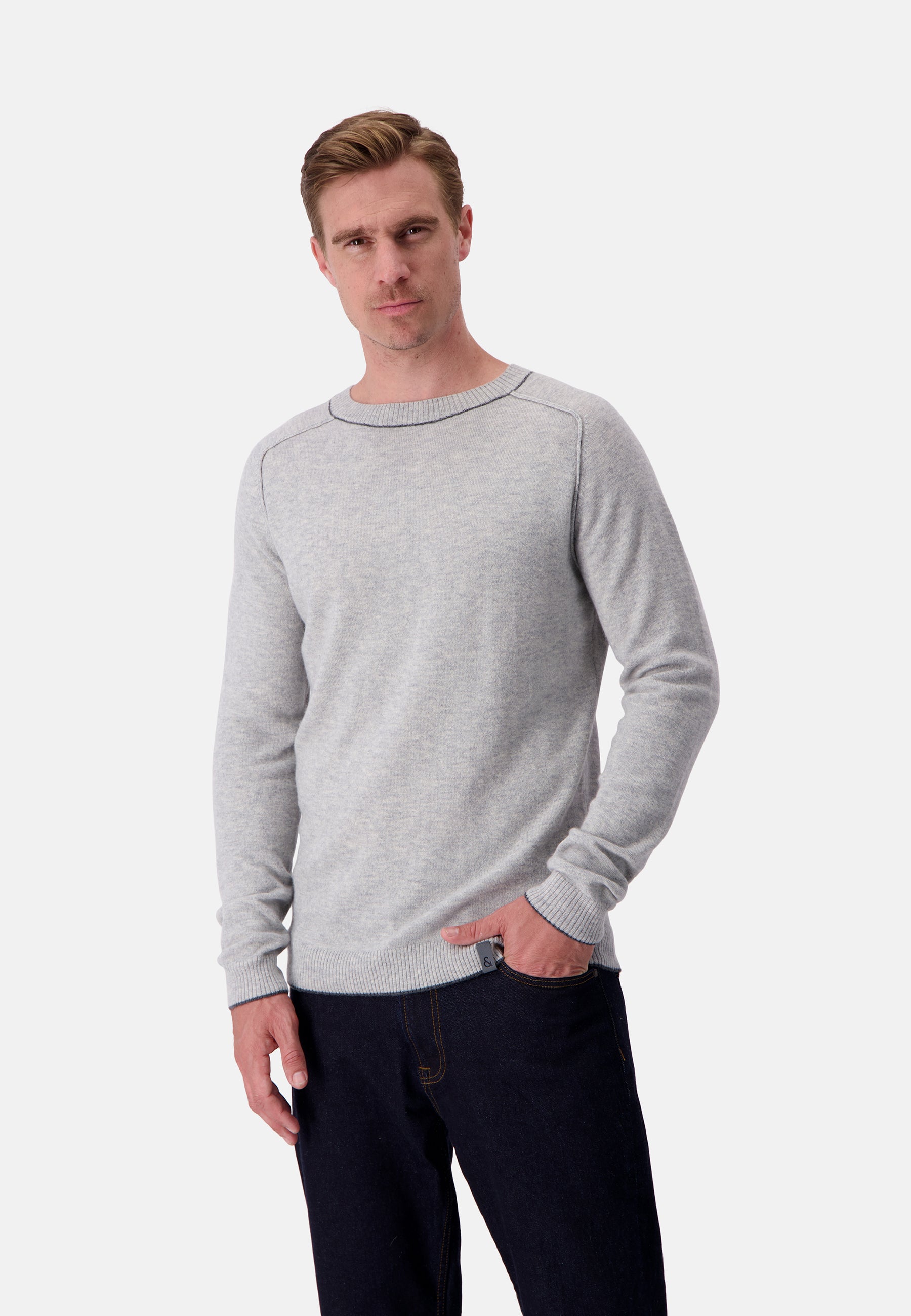 Scollo rotondo in misto merino argento Maglioni Colours and Sons